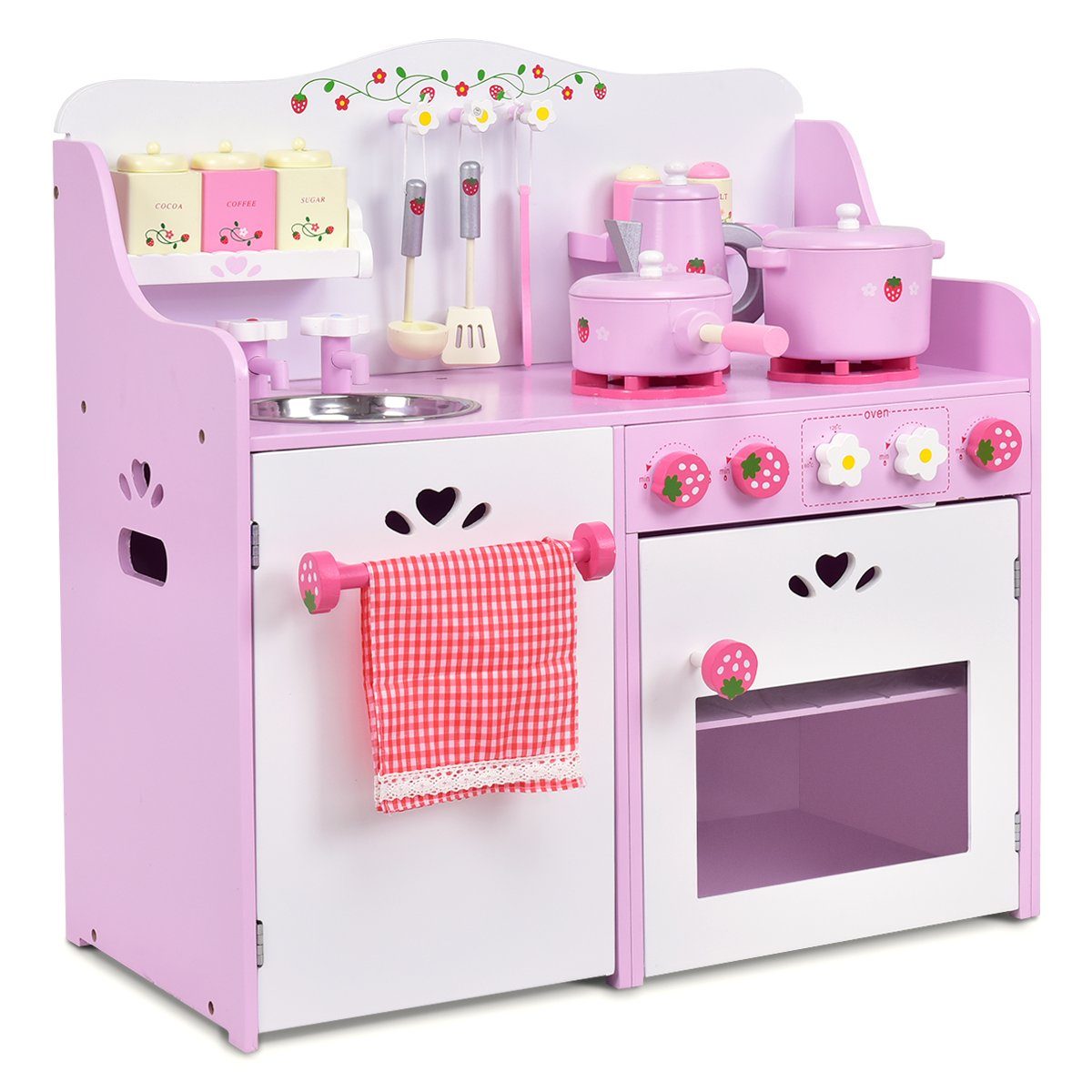 COSTWAY Spielküche Kinderküche, mit Schrank &