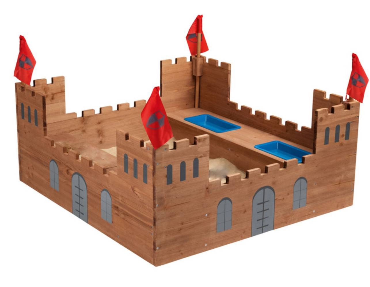 Sandkasten Sandkasten Ritterburg Vollholz Bodenvlies Sandbox