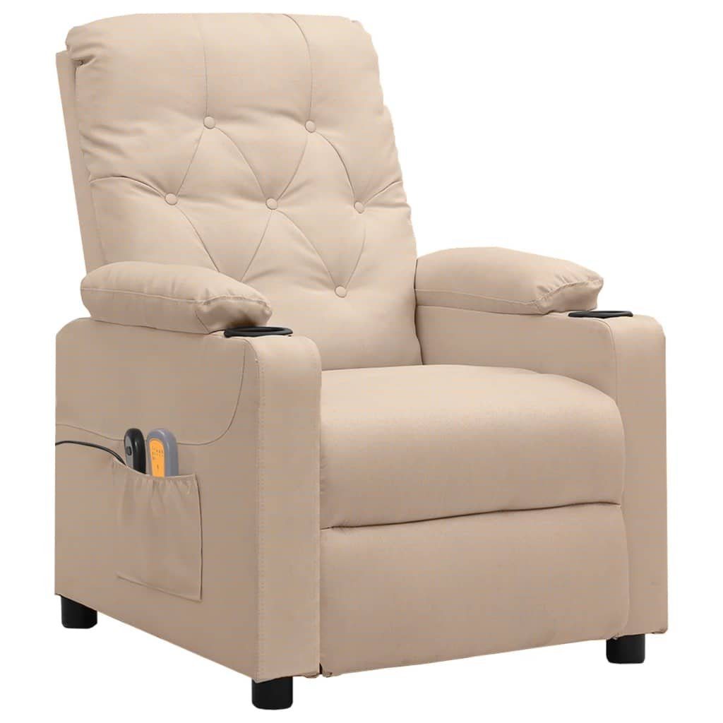 vidaXL Massagesessel Massagesessel Elektrisch Creme Stoff