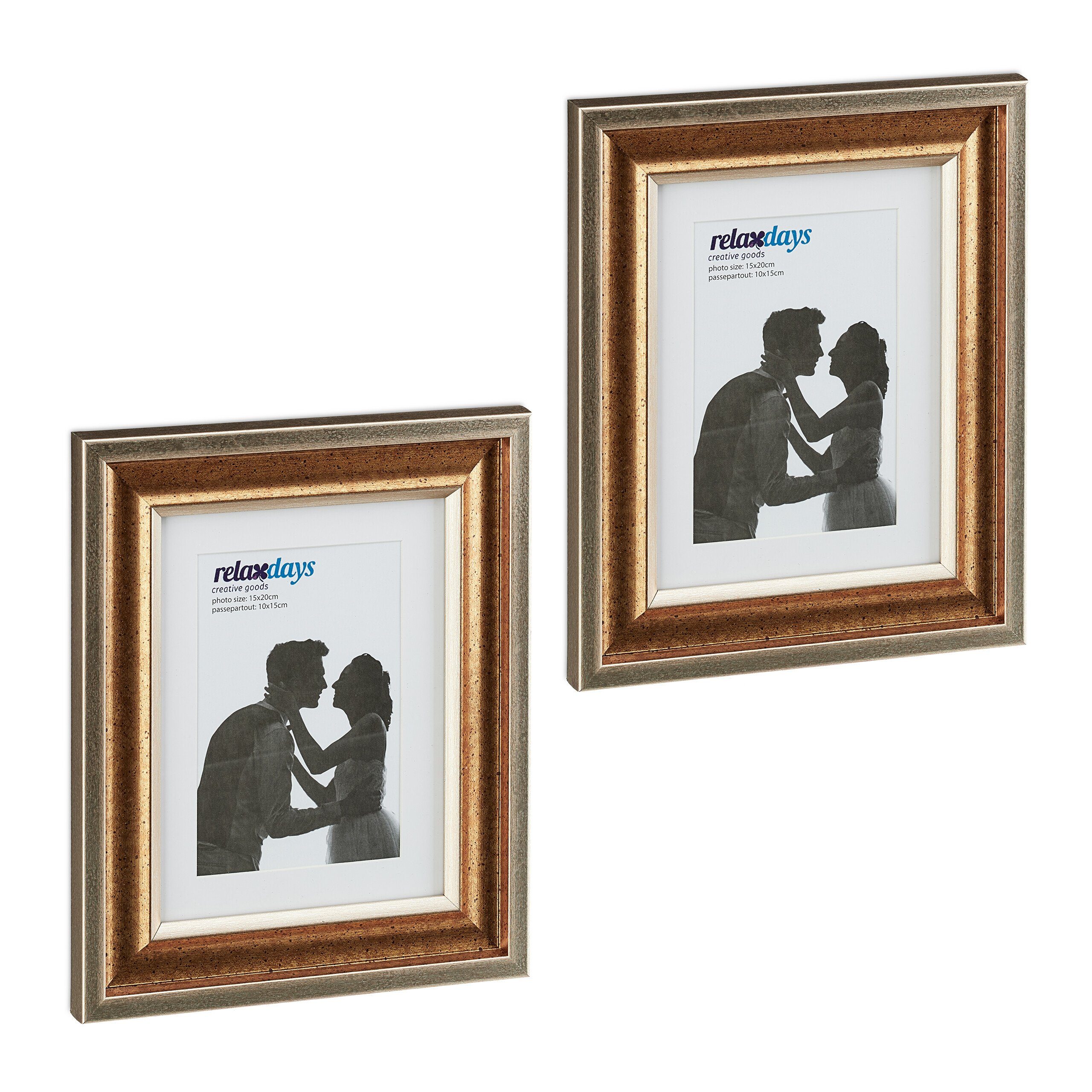relaxdays Bilderrahmen-Set Bilderrahmen 15x20 cm 2er