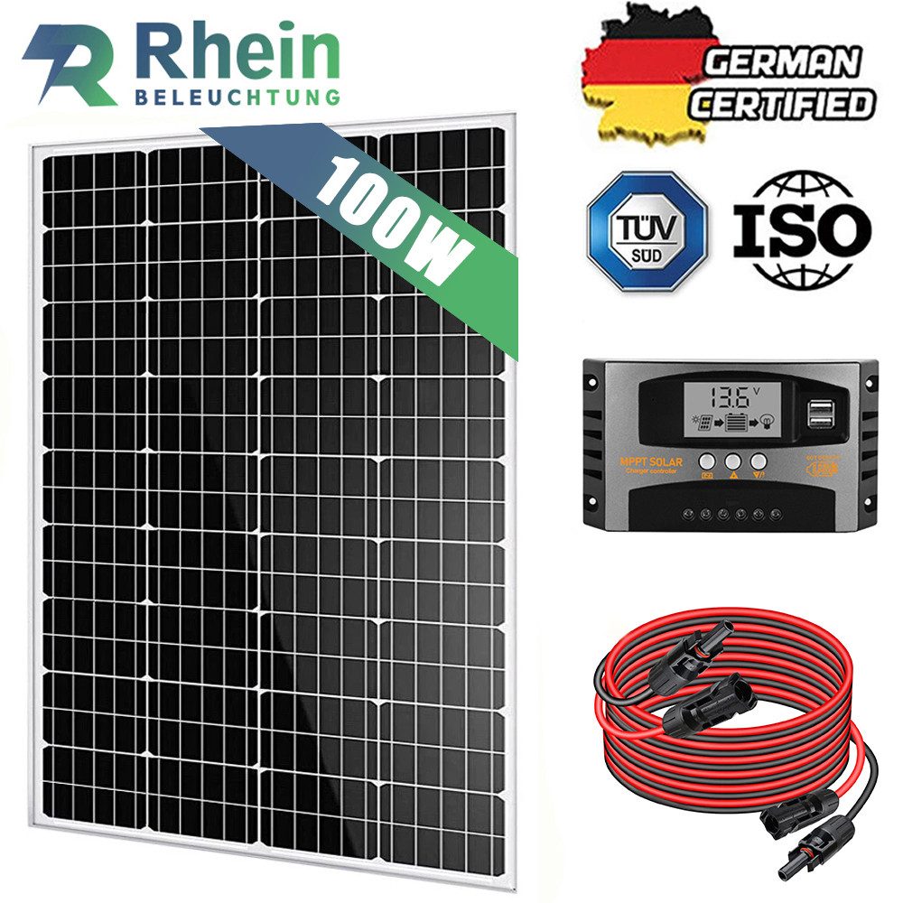 Rhein Beleuchtung Solarmodul 100W Solaranlage Komplettset