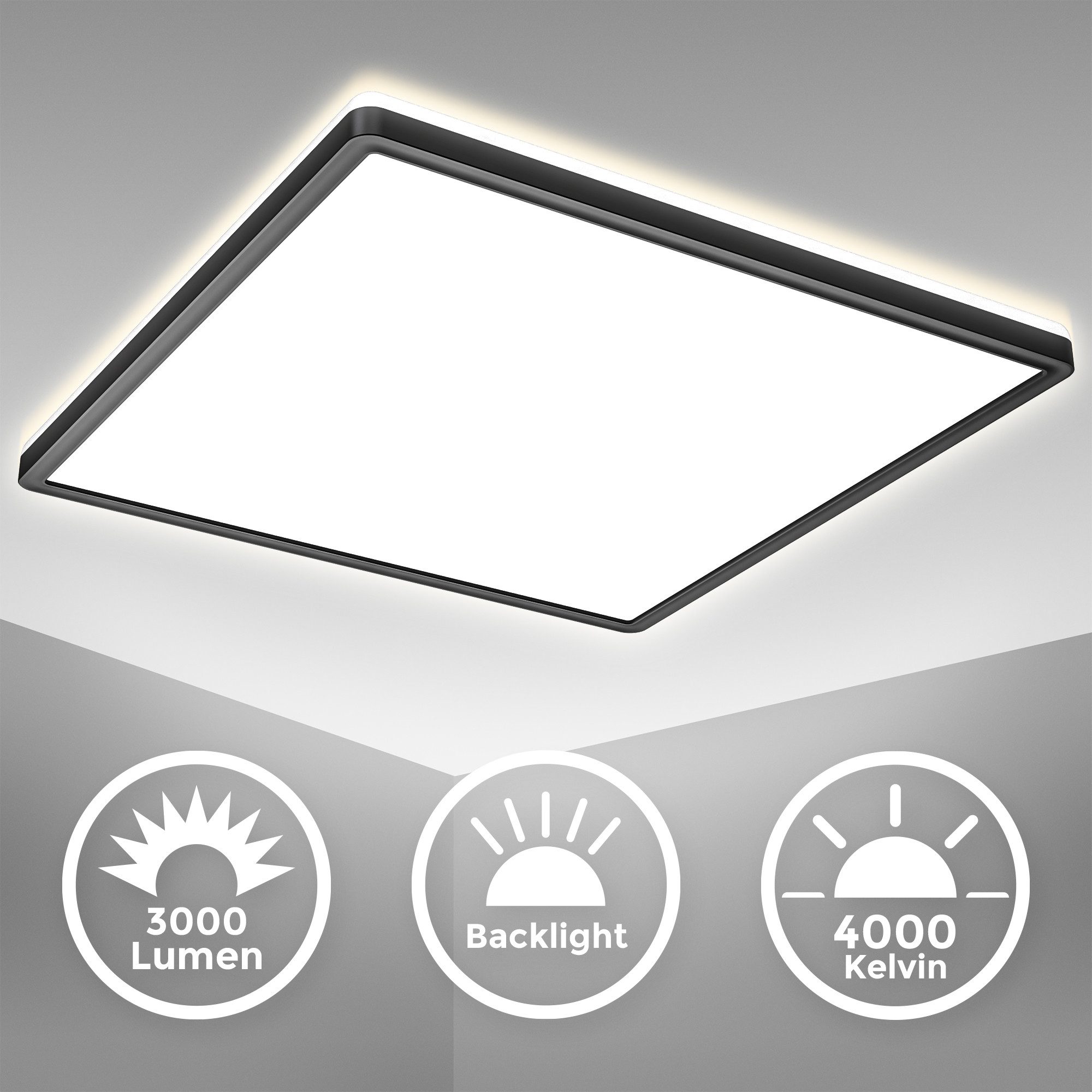 B.K.Licht Deckenleuchte ultra-flach LED Decken-Panel 29x29cm