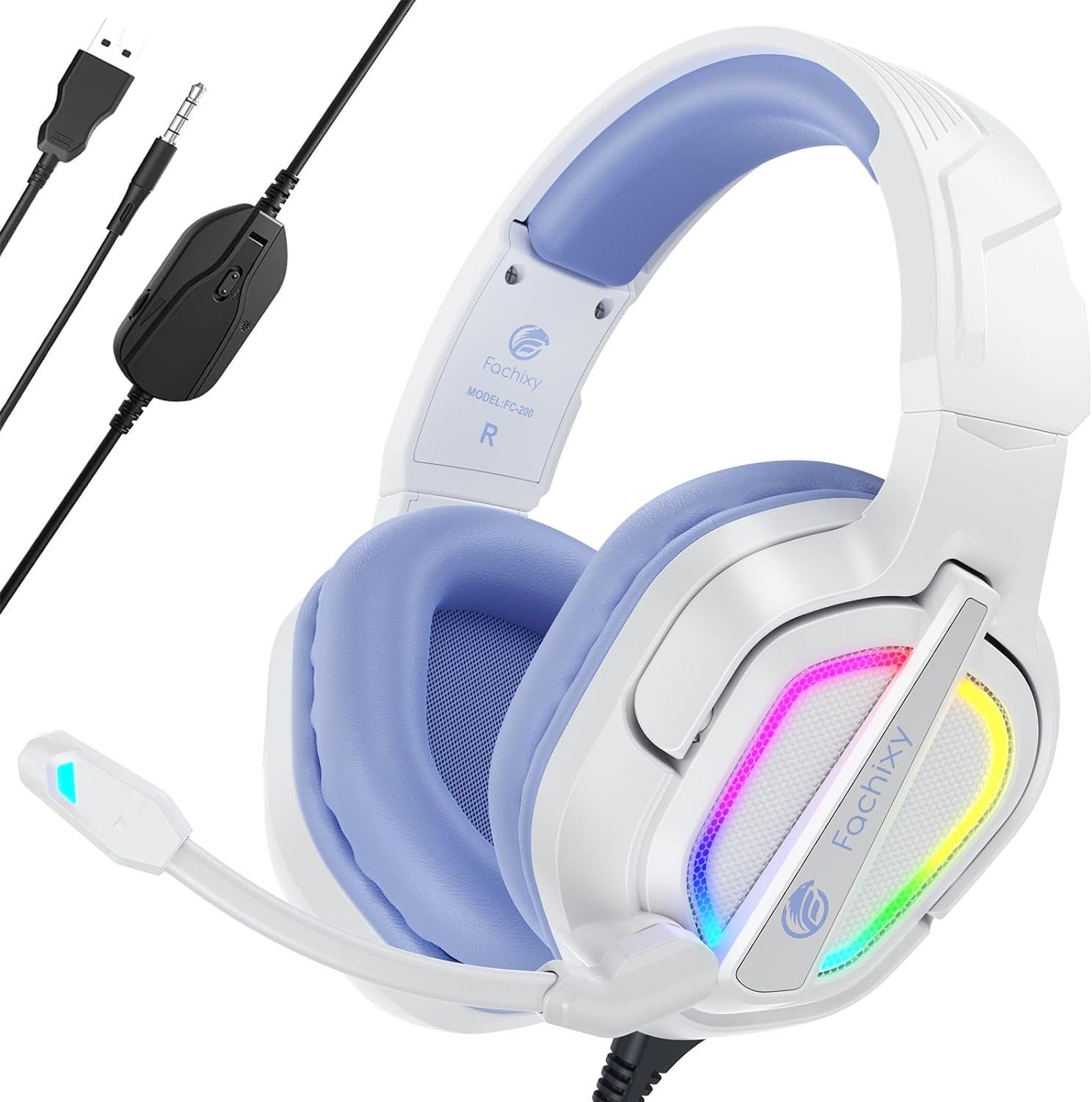 Fachixy FC200 für PS4/PS5/PC/Xbox/Switch, Geräuschunterdrückung Gaming-Headset