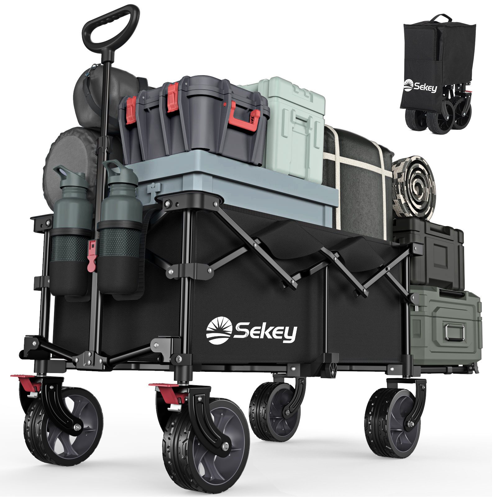 Sekey Bollerwagen Faltbarer Bollerwagen mit Erweiterbarer