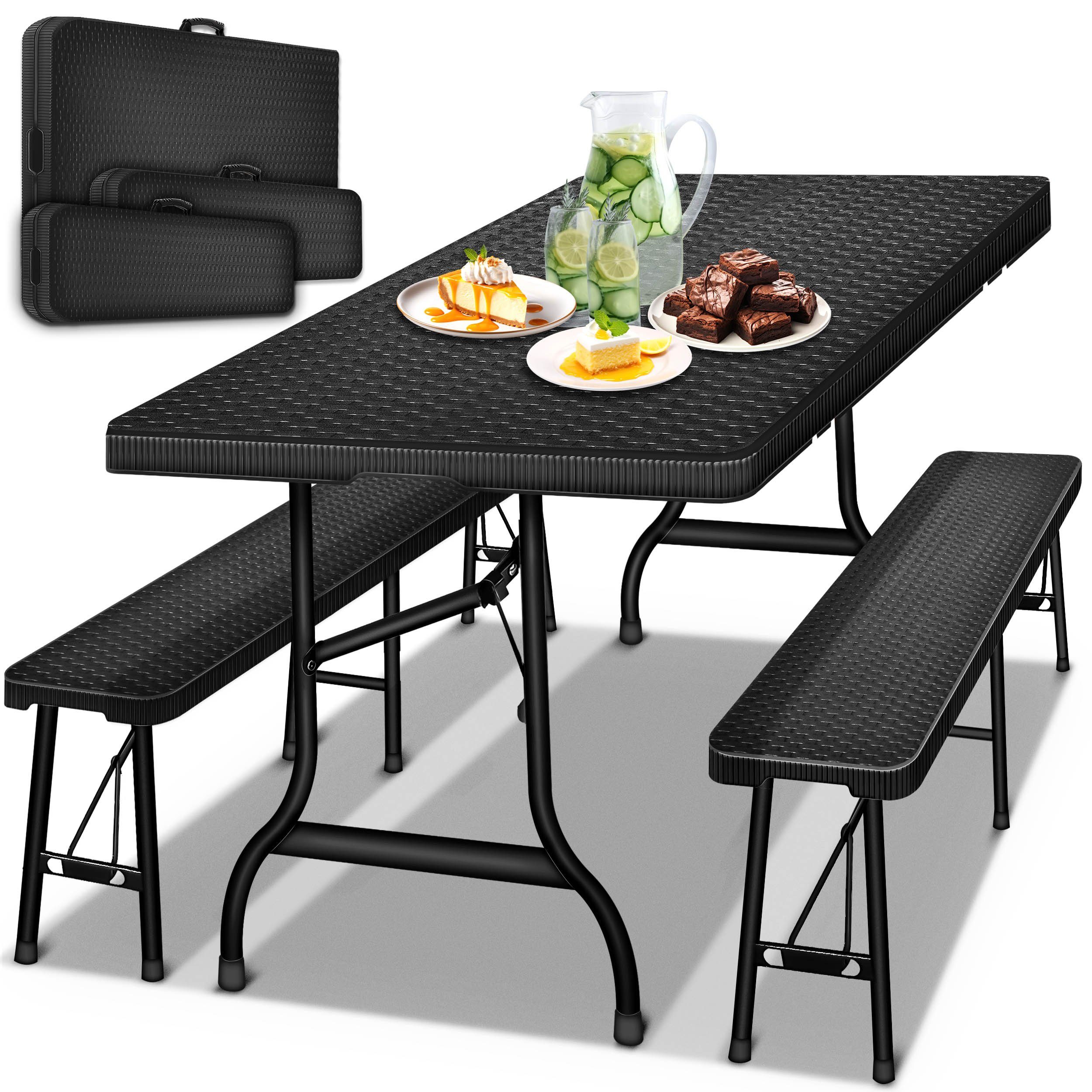 tillvex Bierzeltgarnitur klappbar 3-teilig Set Rattan
