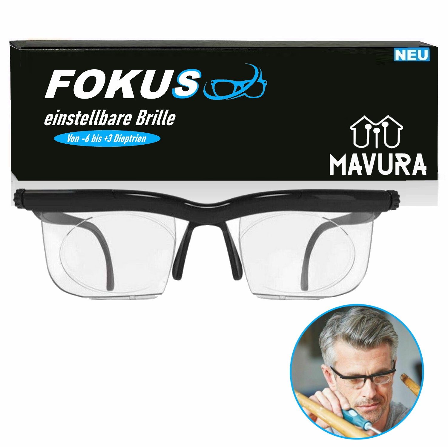 MAVURA Brille FOKUS individuell einstellbare Brille