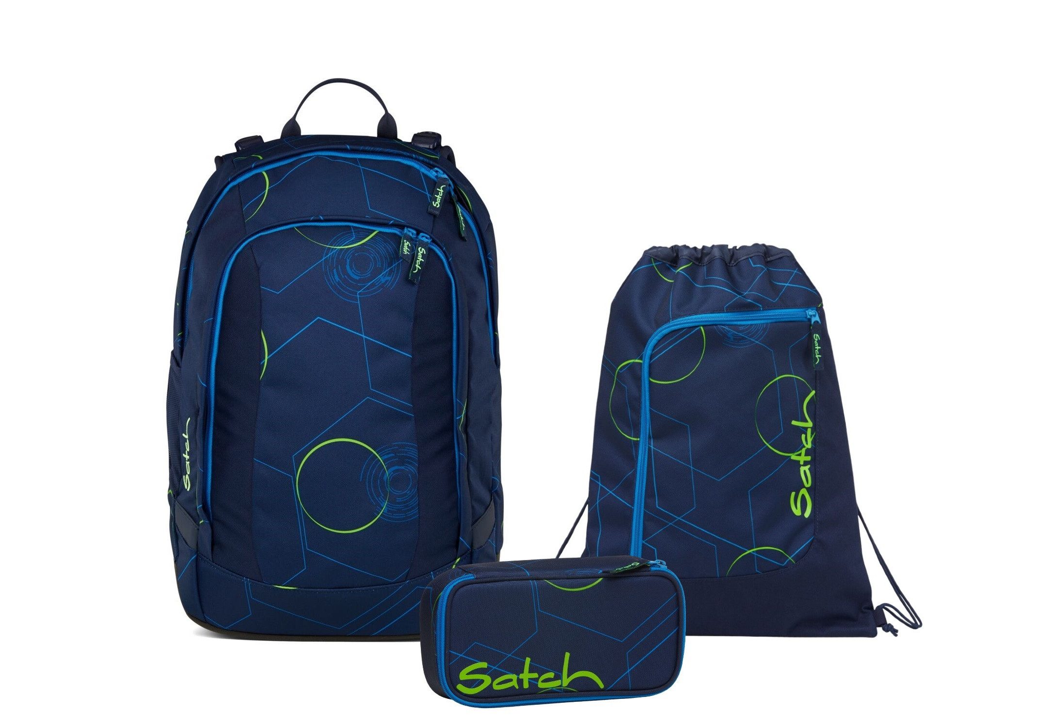 Satch Schulranzen Schulrucksack-Set AIR Blue Tech