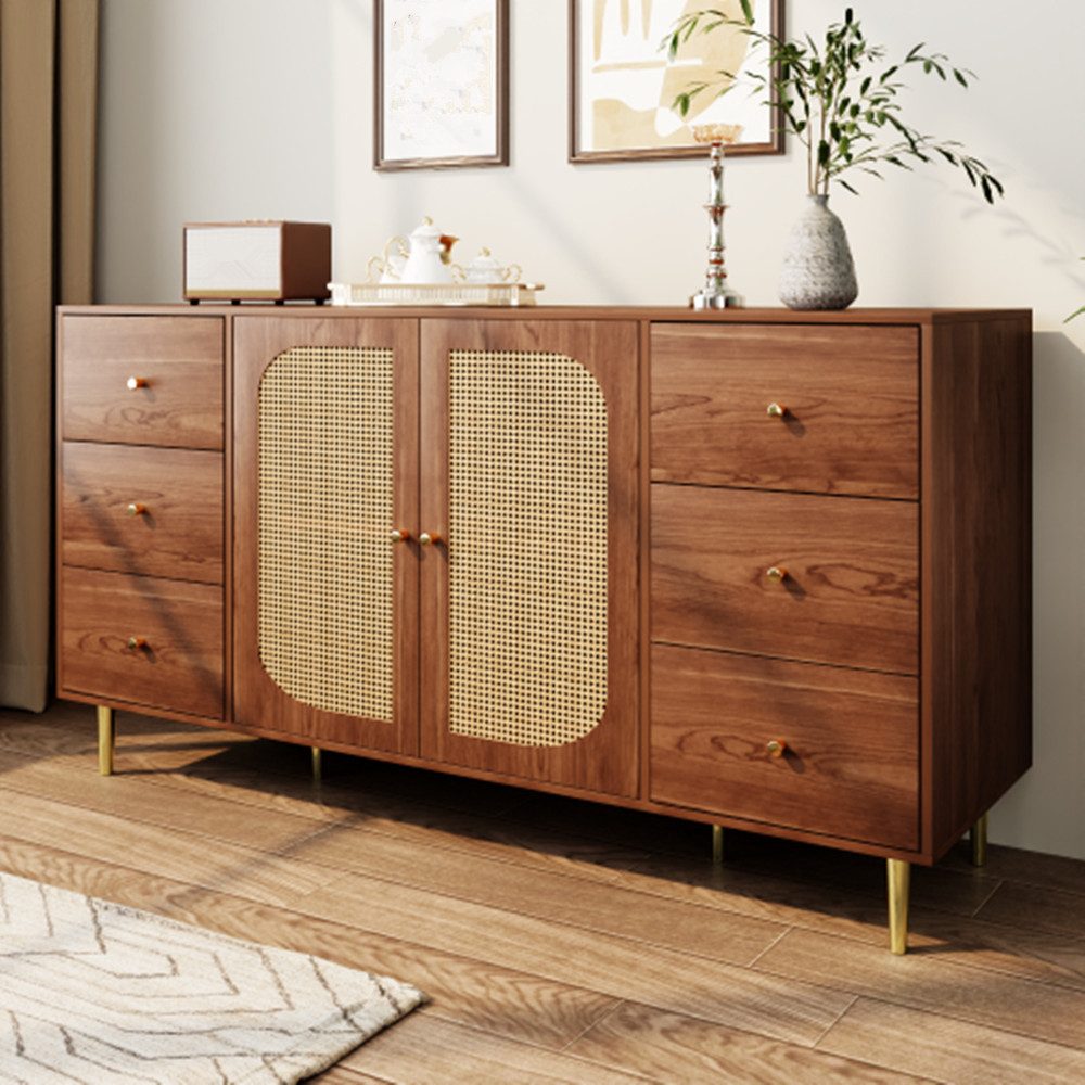 XDeer Sideboard Sideboard, Rattan-Sideboard, Aufbewahrungsschrank mit