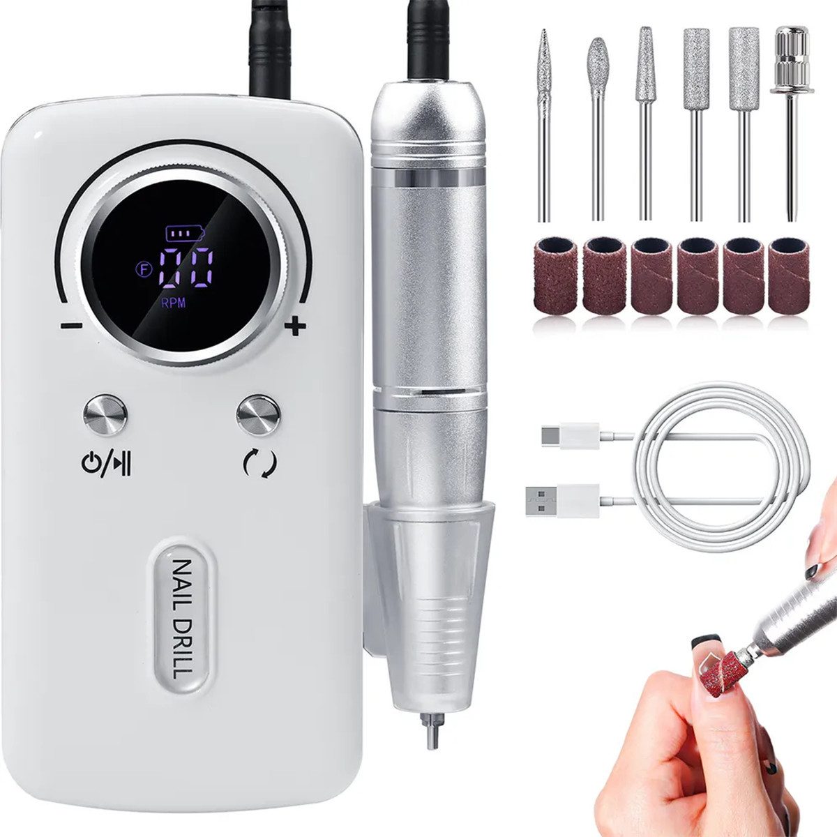 Welikera Maniküre-Pediküre-Set 45000 RPM Elektrische Nagelfräser