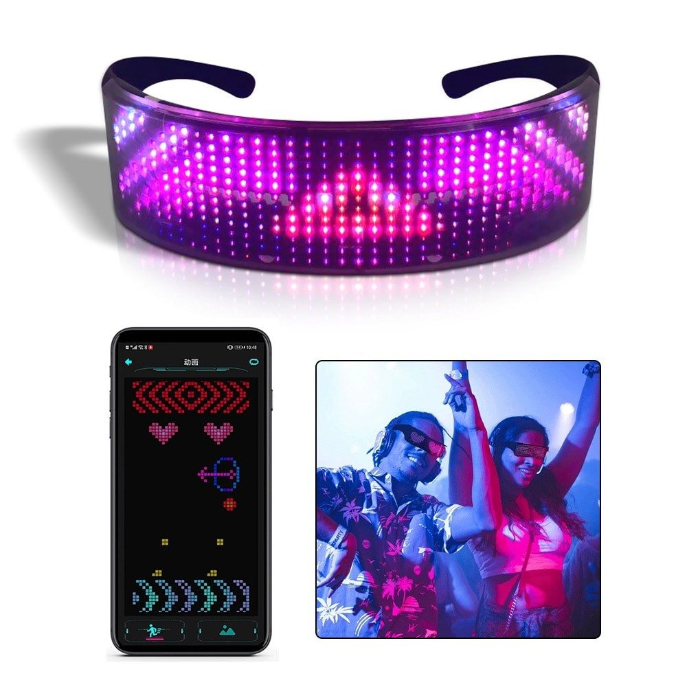 QUBEBU Sonnenbrille LED Leuchtbrille LED Sonnenbrille