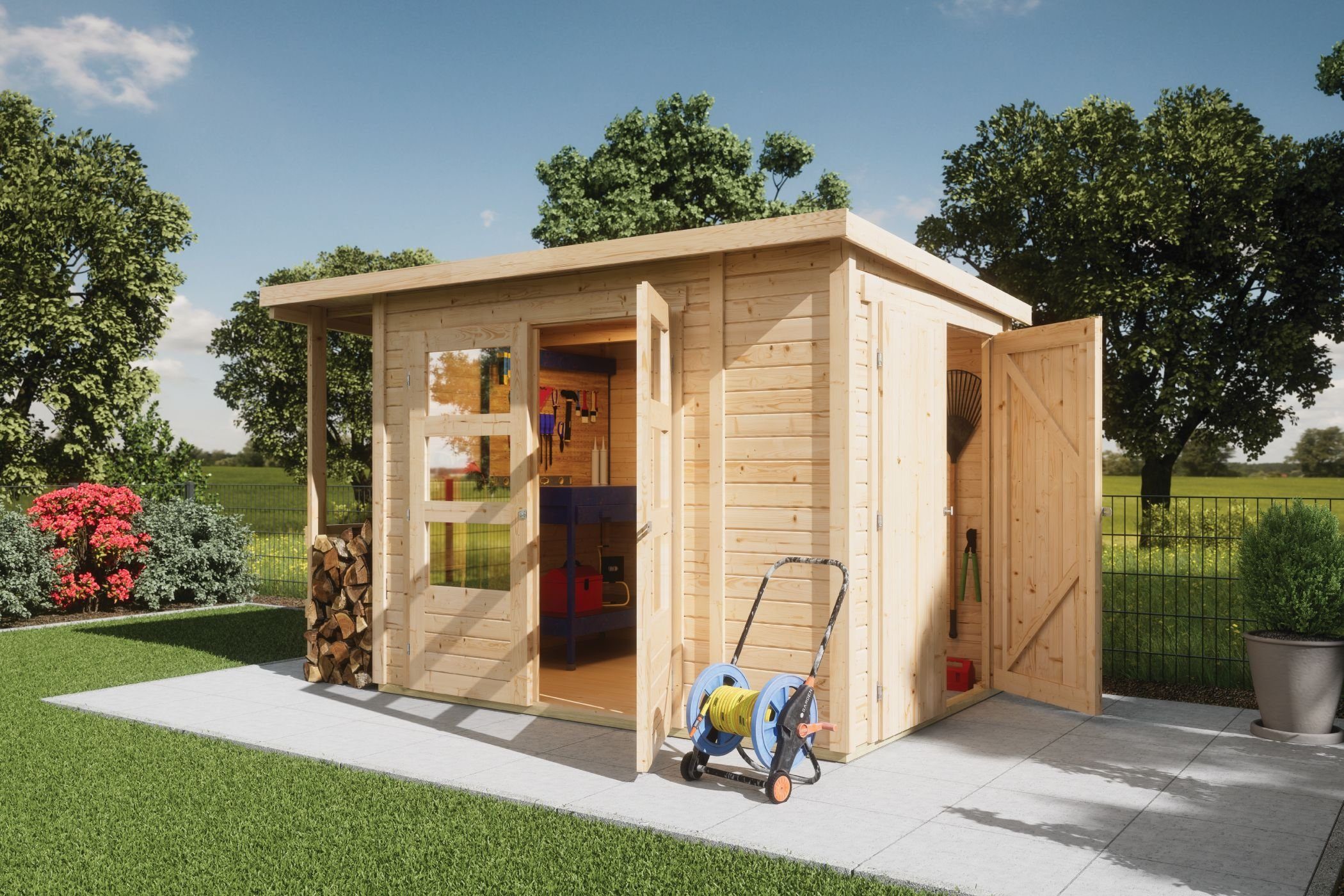 Karibu Gartenhaus Gartenhaus Multi mit Schrank