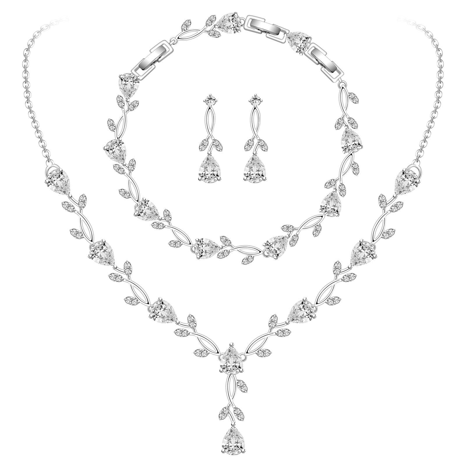 RWEUOQ Schmuckset Hochzeitsschmuck-Sets, Brautjungfern-Schmuck-Sets (3-tlg., Ein
