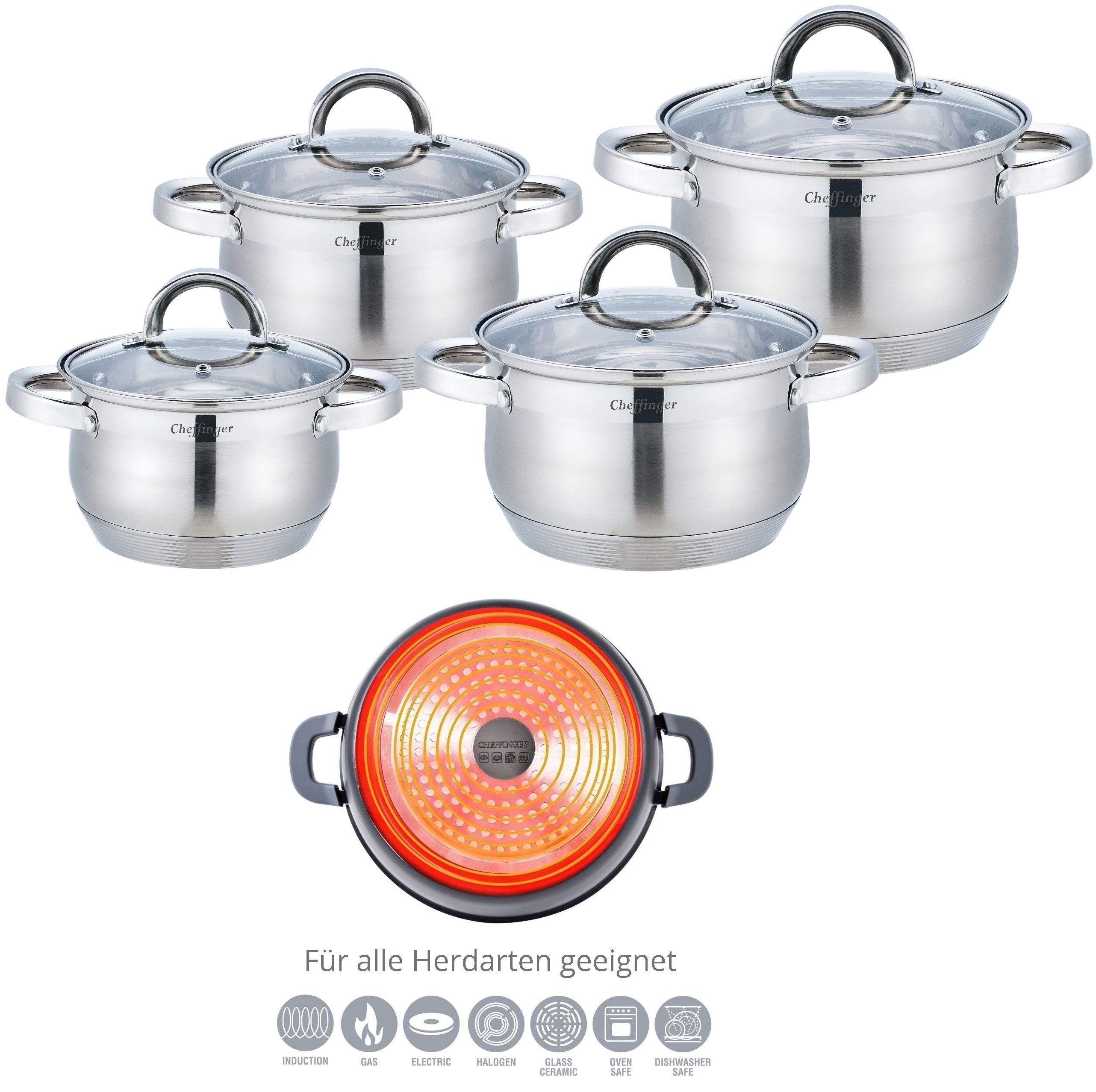 Rungassi Topf-Set Topf-Set 8tlg Edelstahl Kochgeschirr