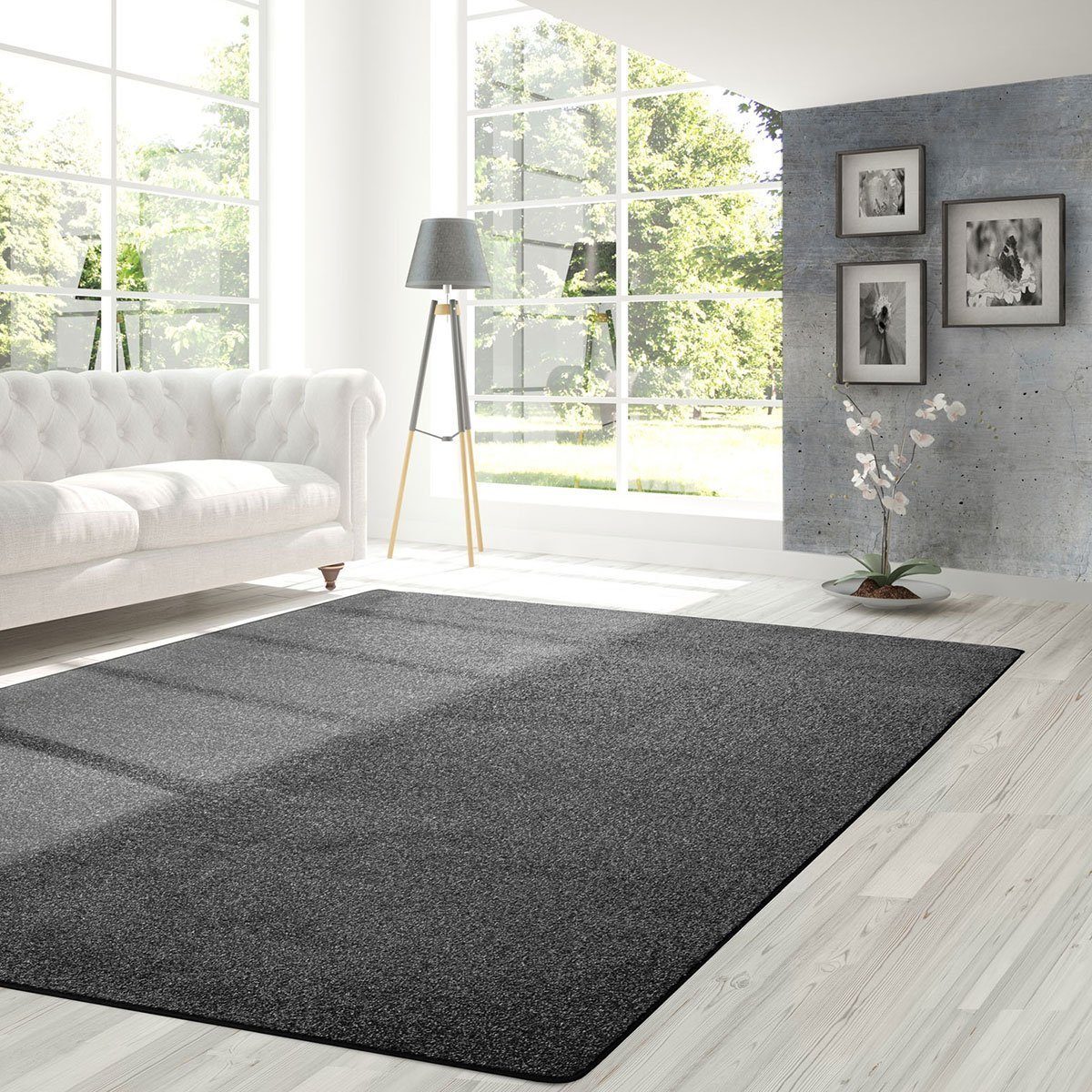 Floordirekt Veloursteppich Lyon Schwarz, Teppichläufer erhältlich