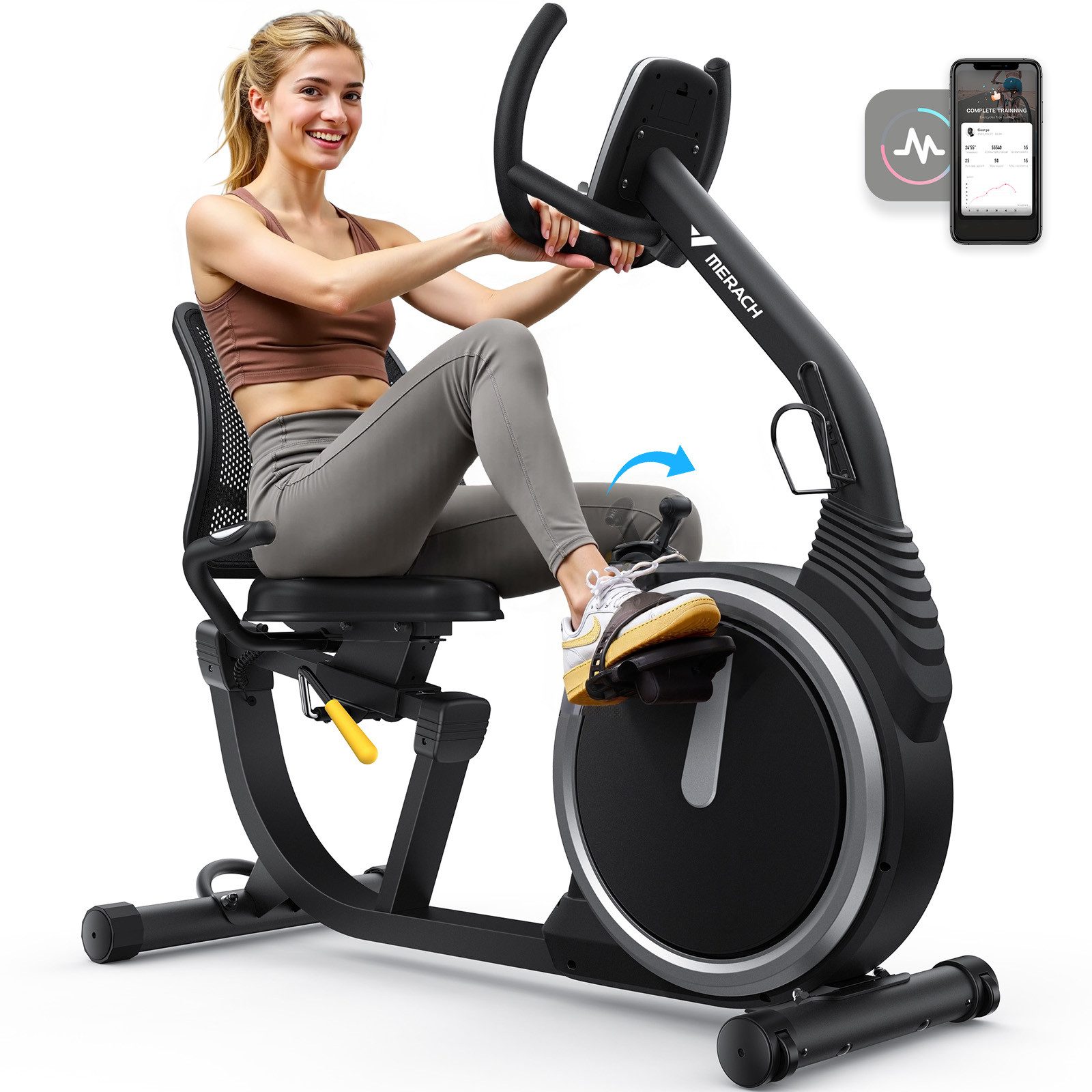 MERACH Liege-Heimtrainer Liege-Heimtrainer für Zuhause, gelenkschonendes