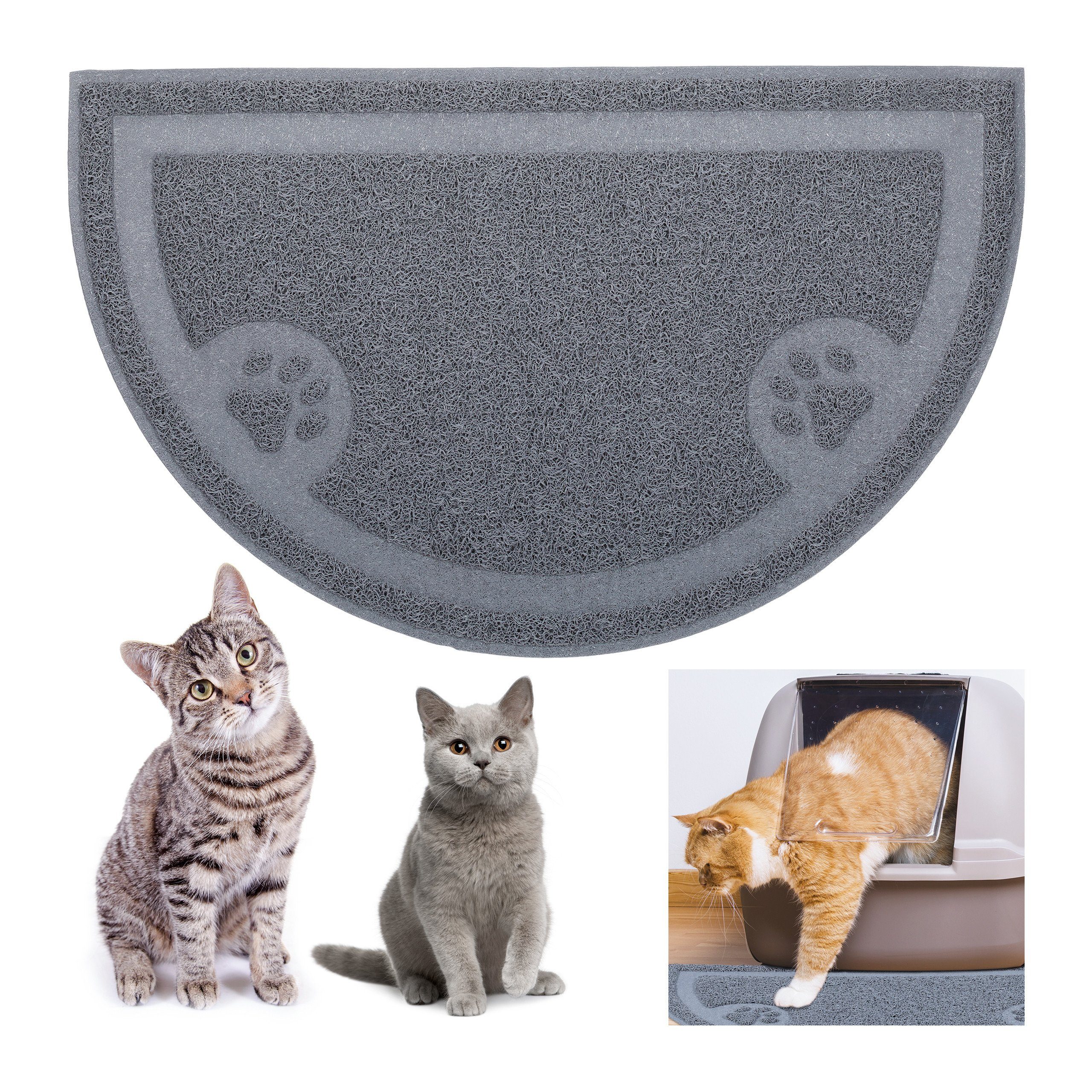 relaxdays Futternapf Katzenklo Matte, Grau