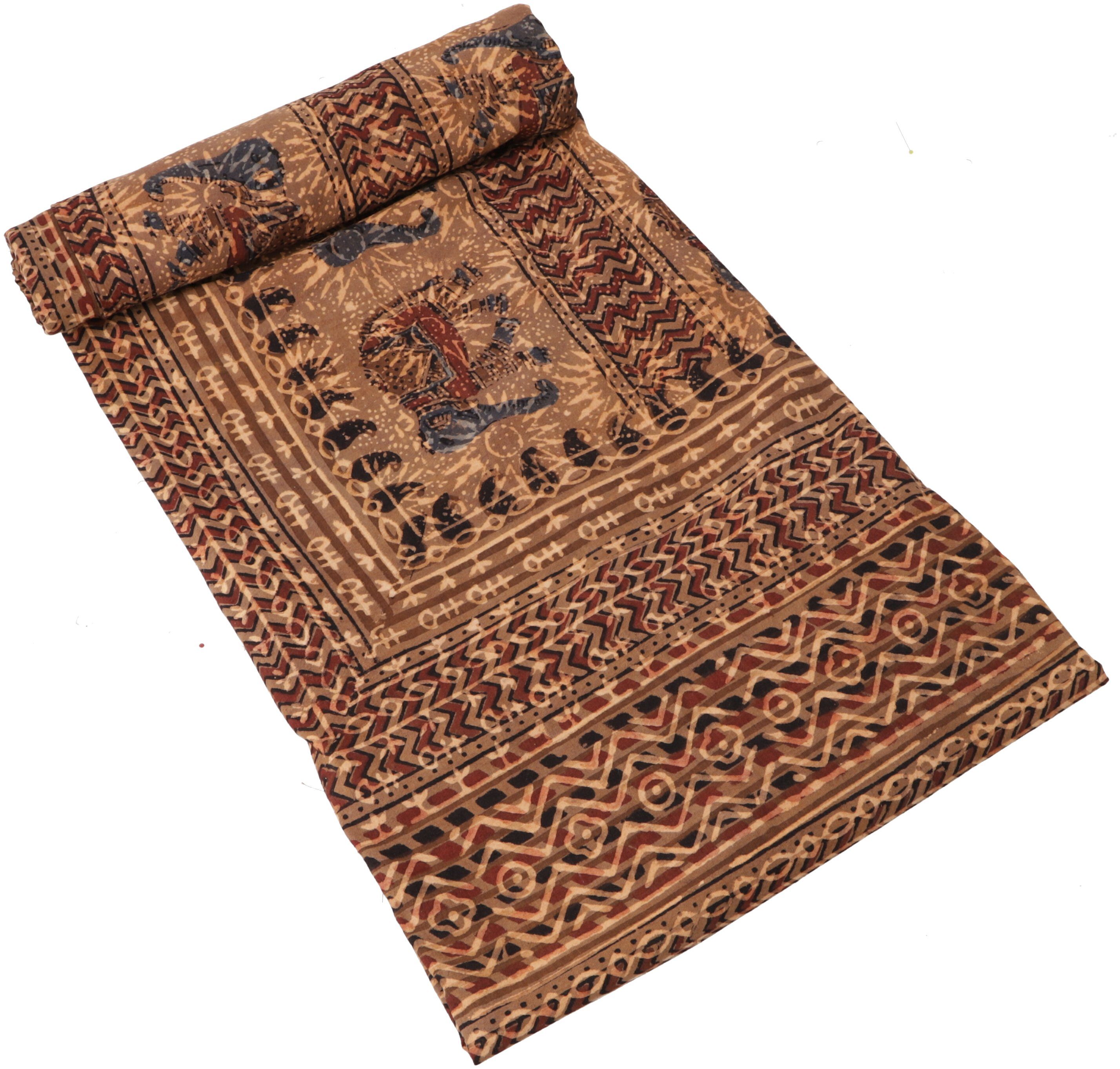 Guru-Shop Tagesdecke Blockdruck Tagesdecke, Bett &
