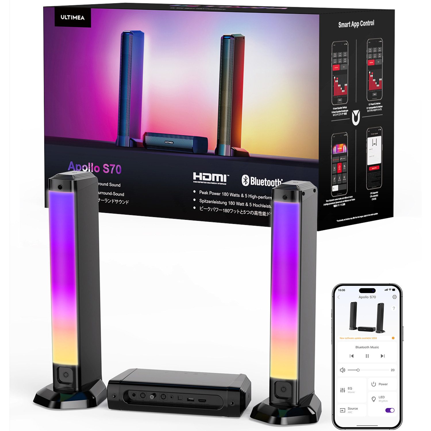 Ultimea Lautsprechersystem 5.0 (Bluetooth 5.3, HDMI-ARC/OPT/AUX,