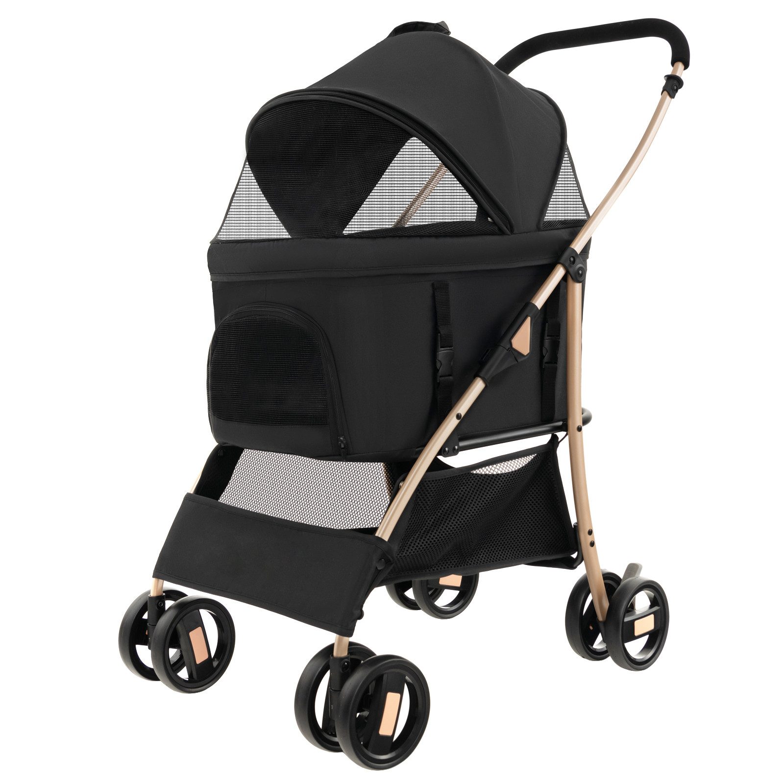 COSTWAY Hundebuggy Hundewagen, mit verstellbarem Vordach,