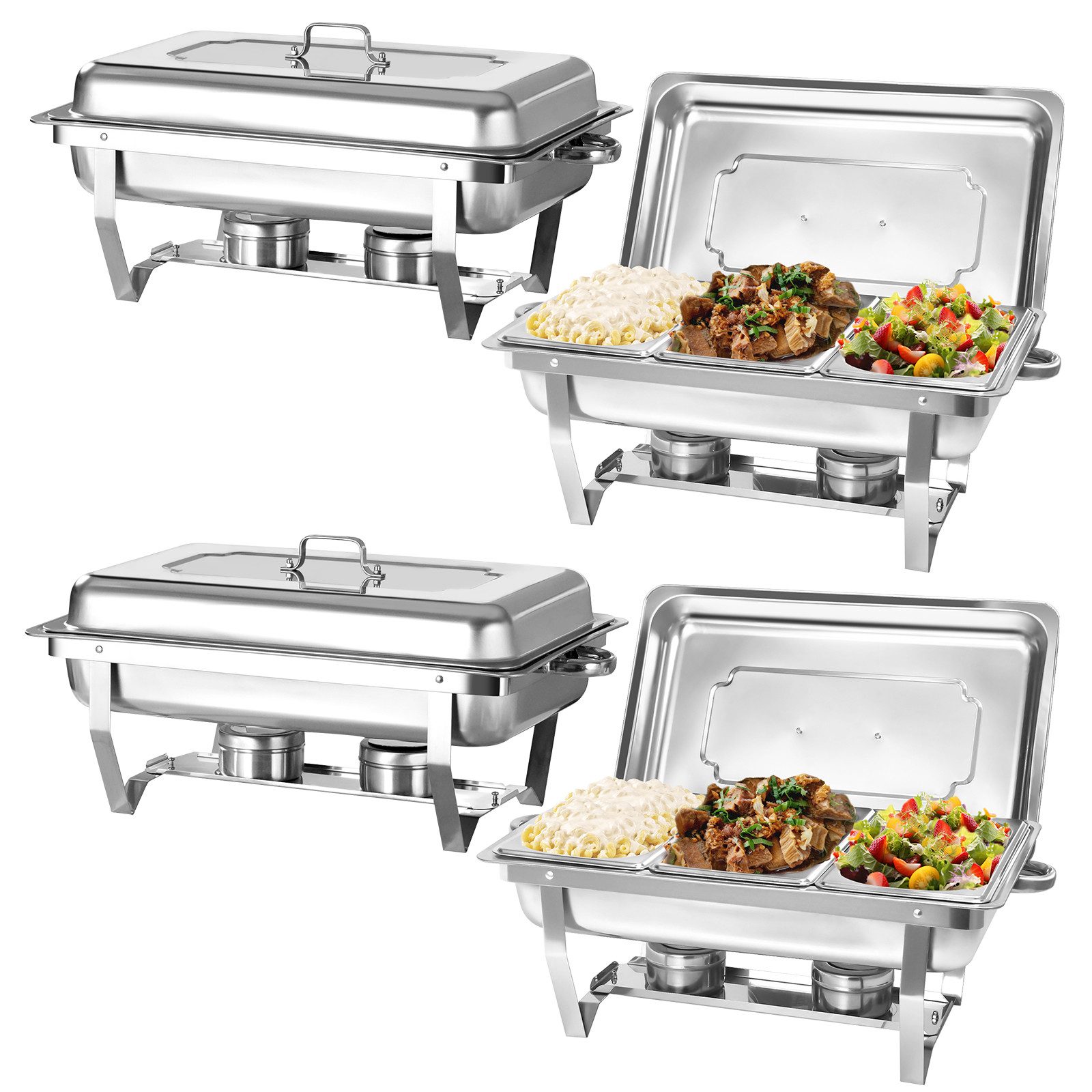 EVGTTI Speisenwärmer Edelstahl Chafing Dish, Warmhaltebehälter,