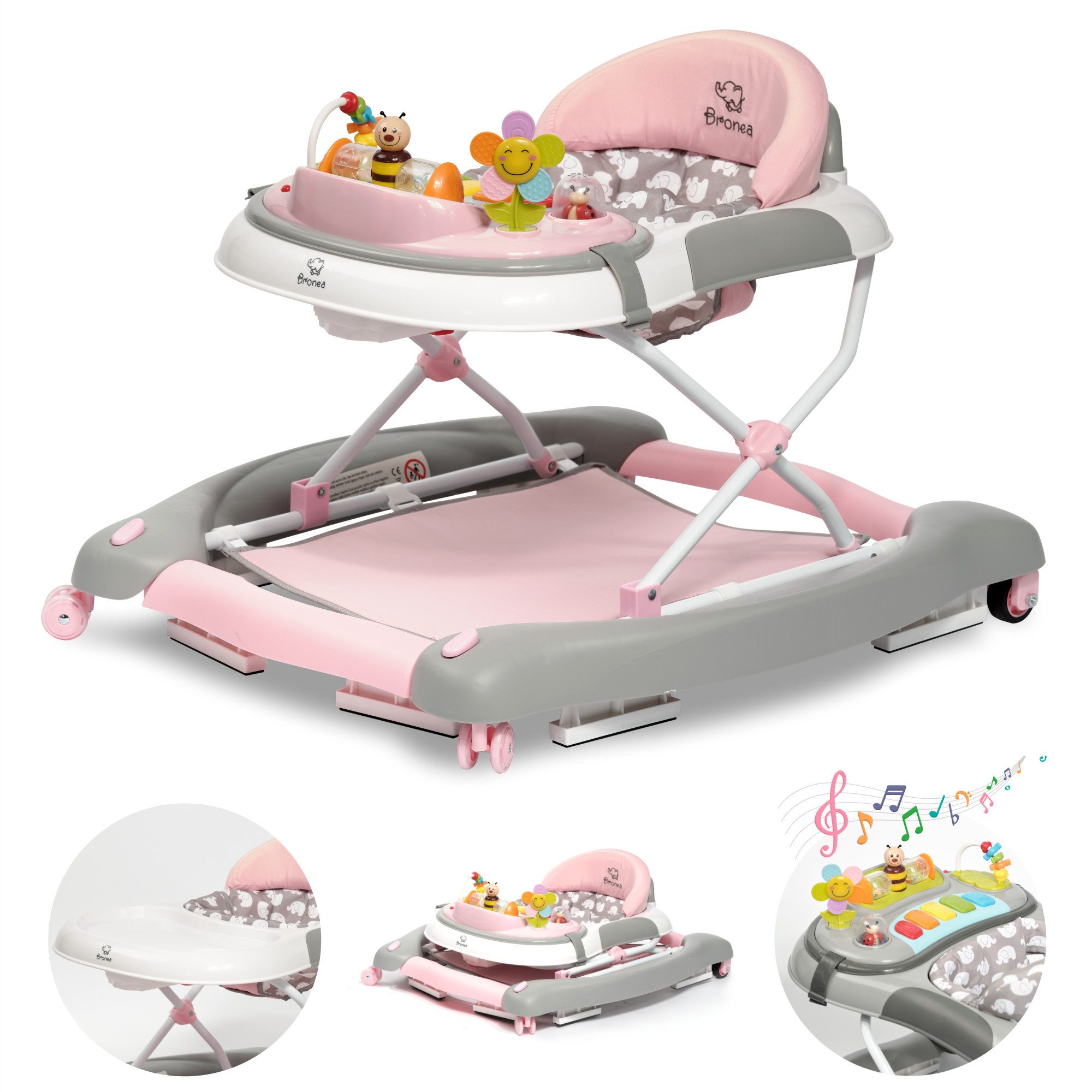 Bronea Lauflernhilfe 4-in-1 Lauflernwagen Gehfrei Baby
