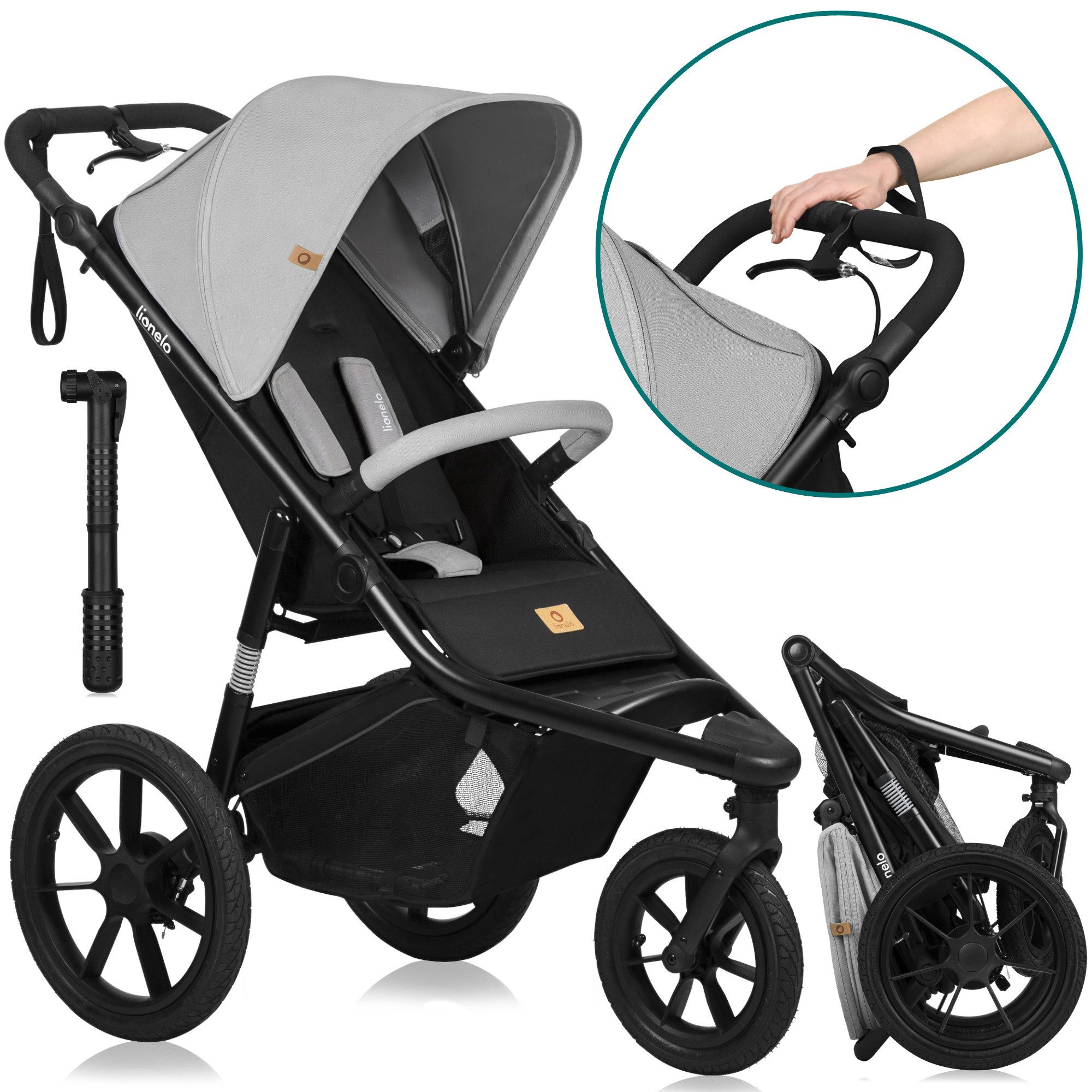 lionelo Dreirad-Kinderwagen AZURA, Baby-Jogging-Kinderwagen/ab 6 Monaten/sichere