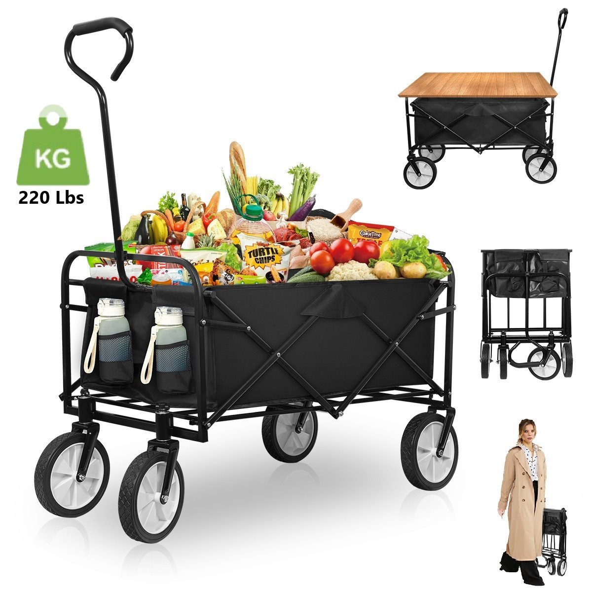 Welikera Bollerwagen Faltbar Bollerwagen mit 8''