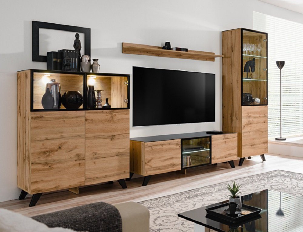ASM-Moebel Wohnwand Wohnwand THIN mit Led
