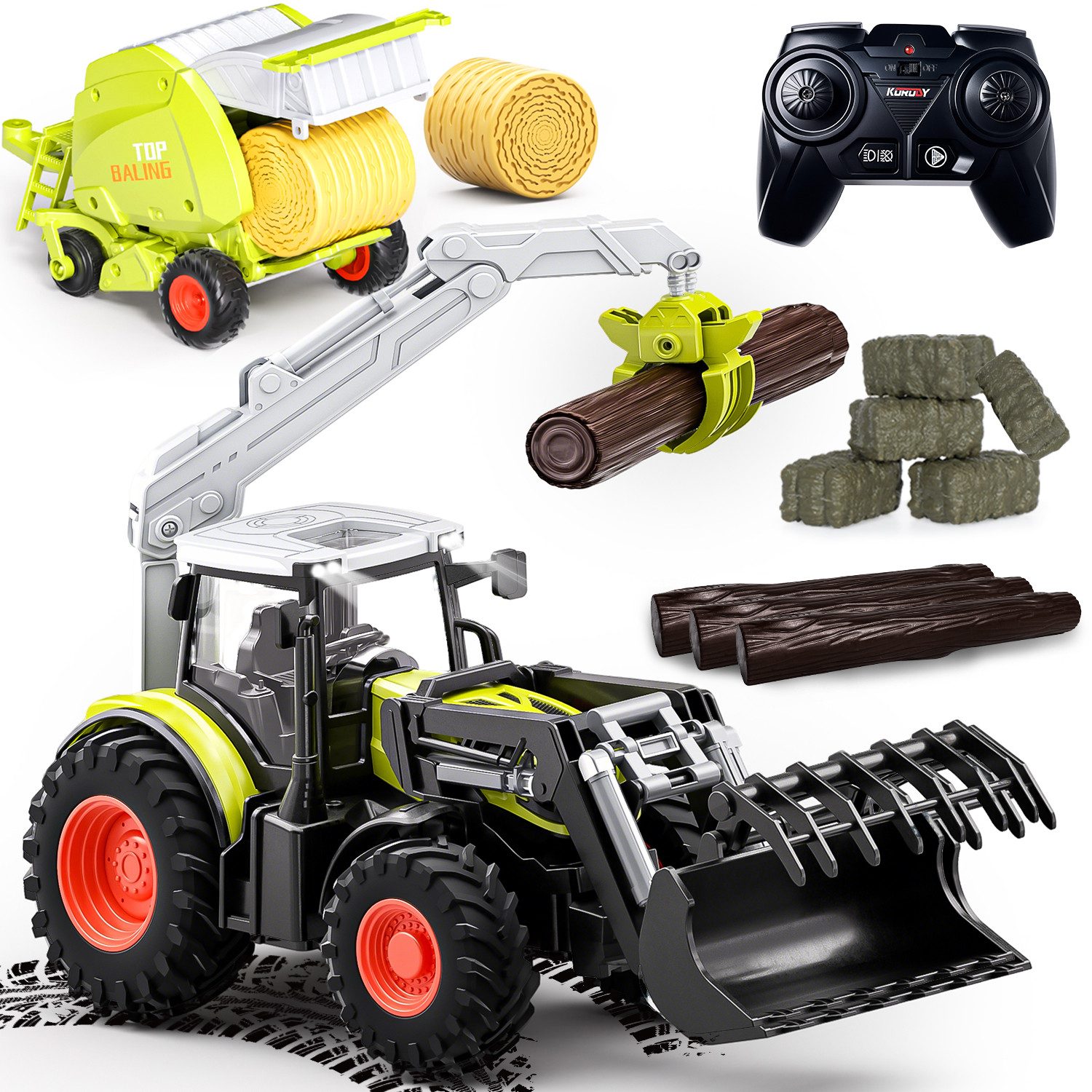 Esun RC-Traktor Ferngesteuerter Traktor mit Anhänger,