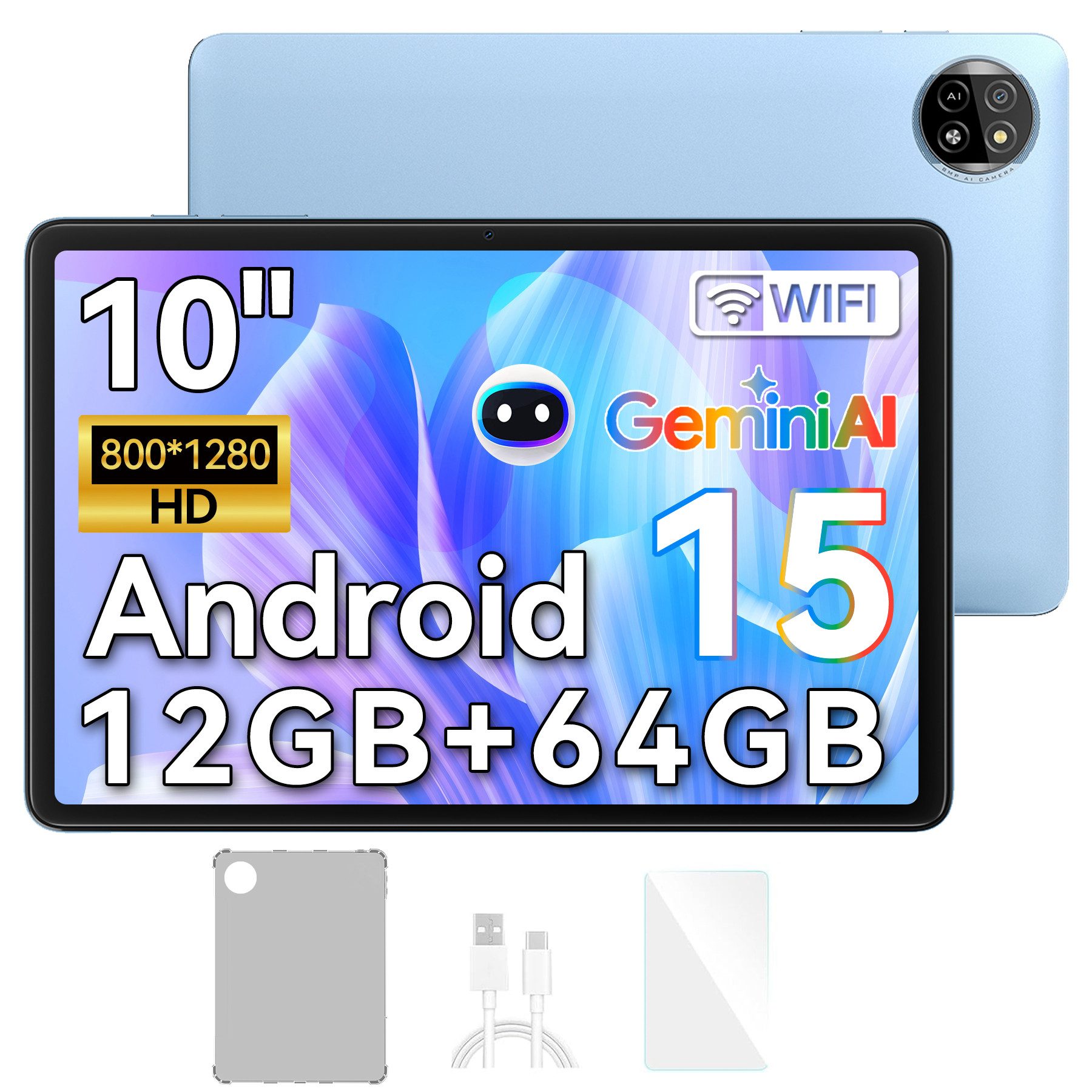 blackview Tablet Tab20WiFi Android15 incl. Hülle/Displayschutzfolie