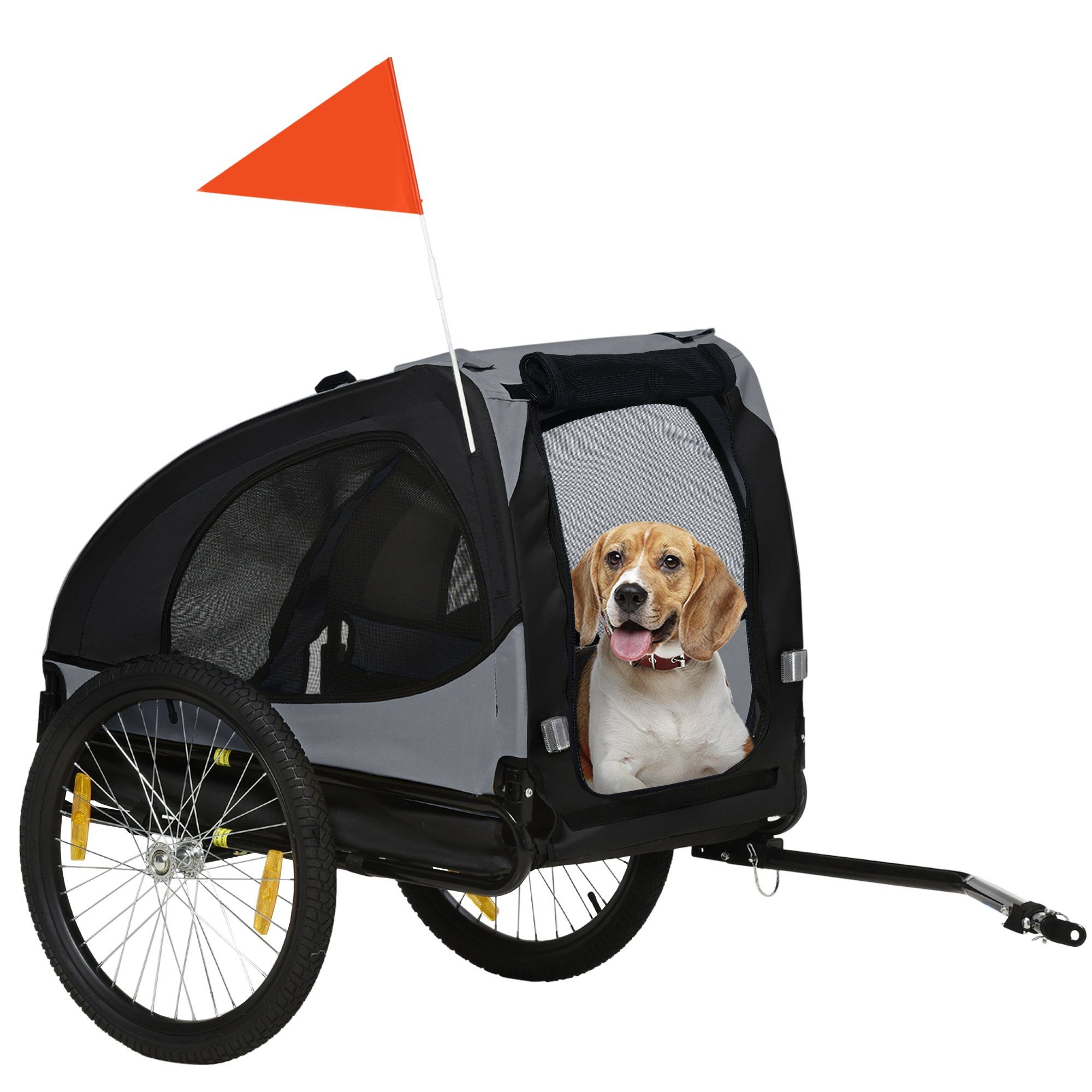 PawHut Fahrradhundeanhänger Hundeanhänger mit Universalkupplung, für