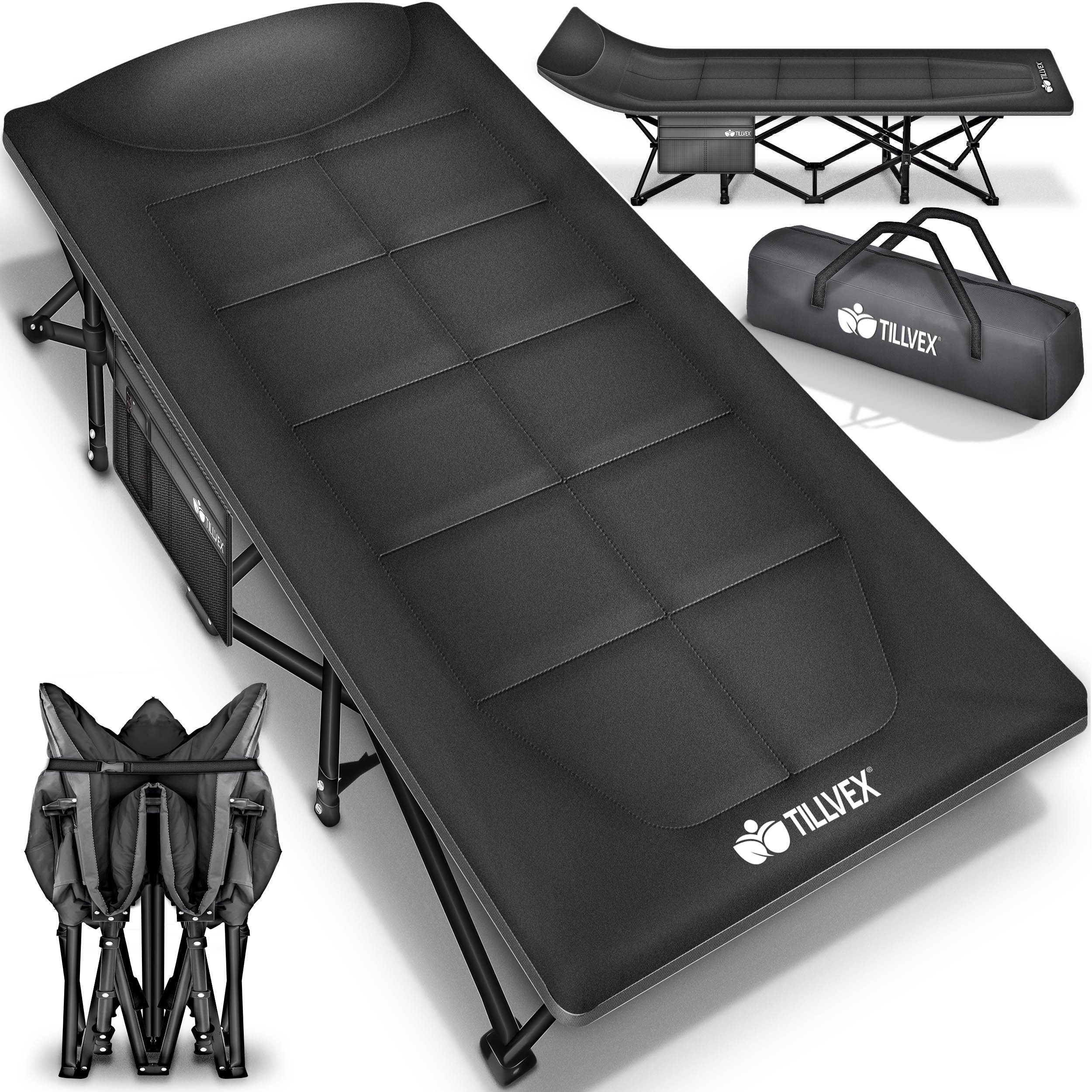 tillvex Feldbett Campingbett klappbar mit Tragetasche