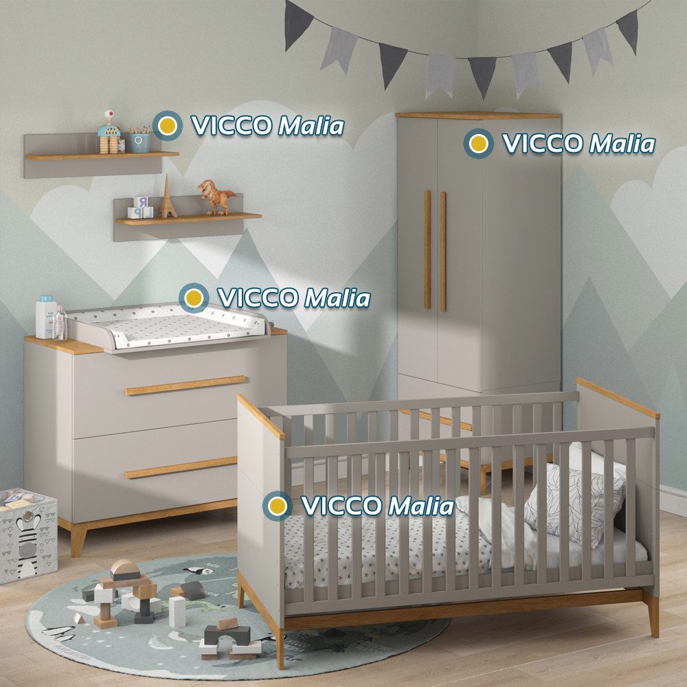 VitaliSpa® Babybett Malia, Cashmere-Eiche, 143.2 x