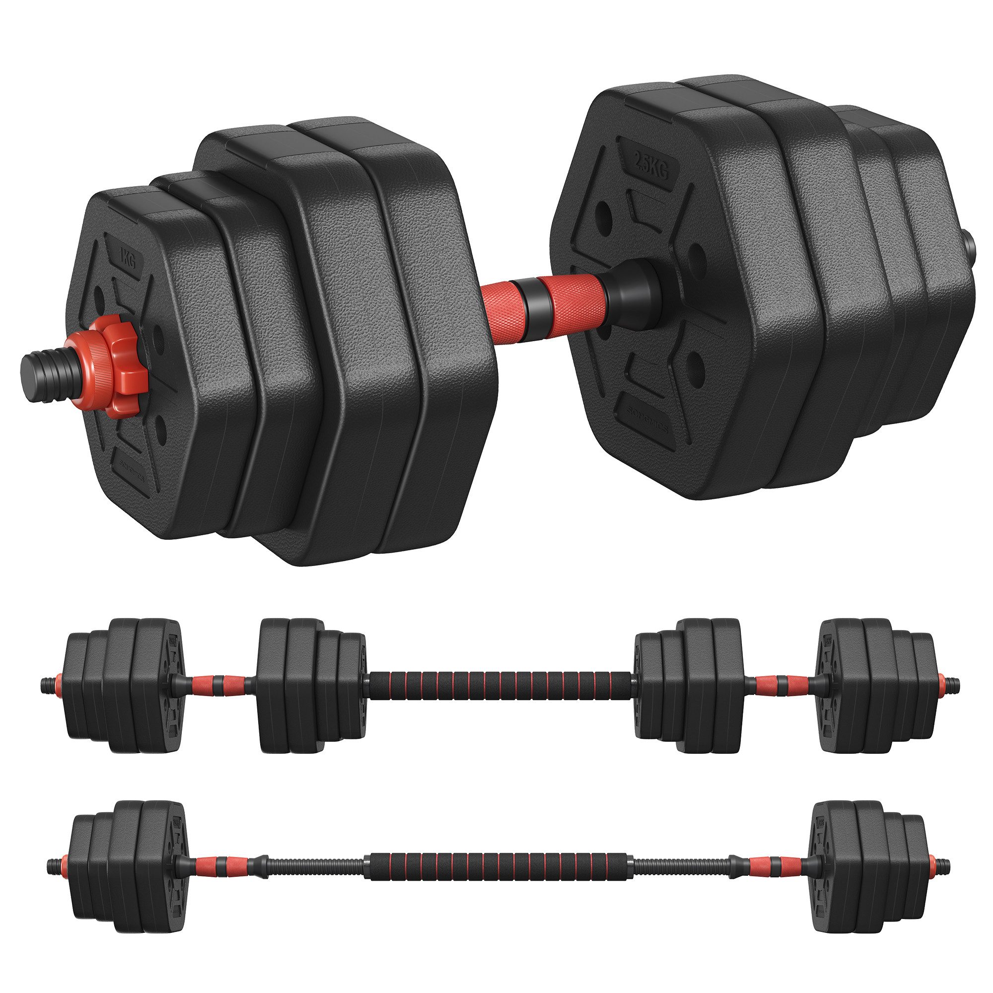 SONGMICS Hantel-Set Hanteln mit Verbindungsstange, Hexagon,