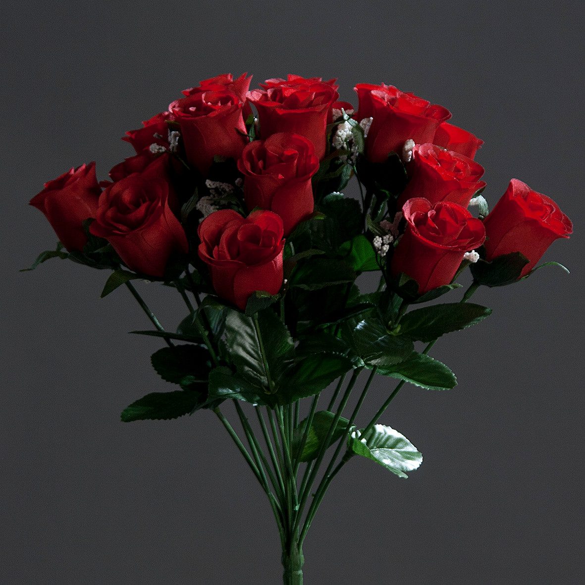 Kunstblumenstrauß rosen Rot 36cm, mucPlants, Höhe