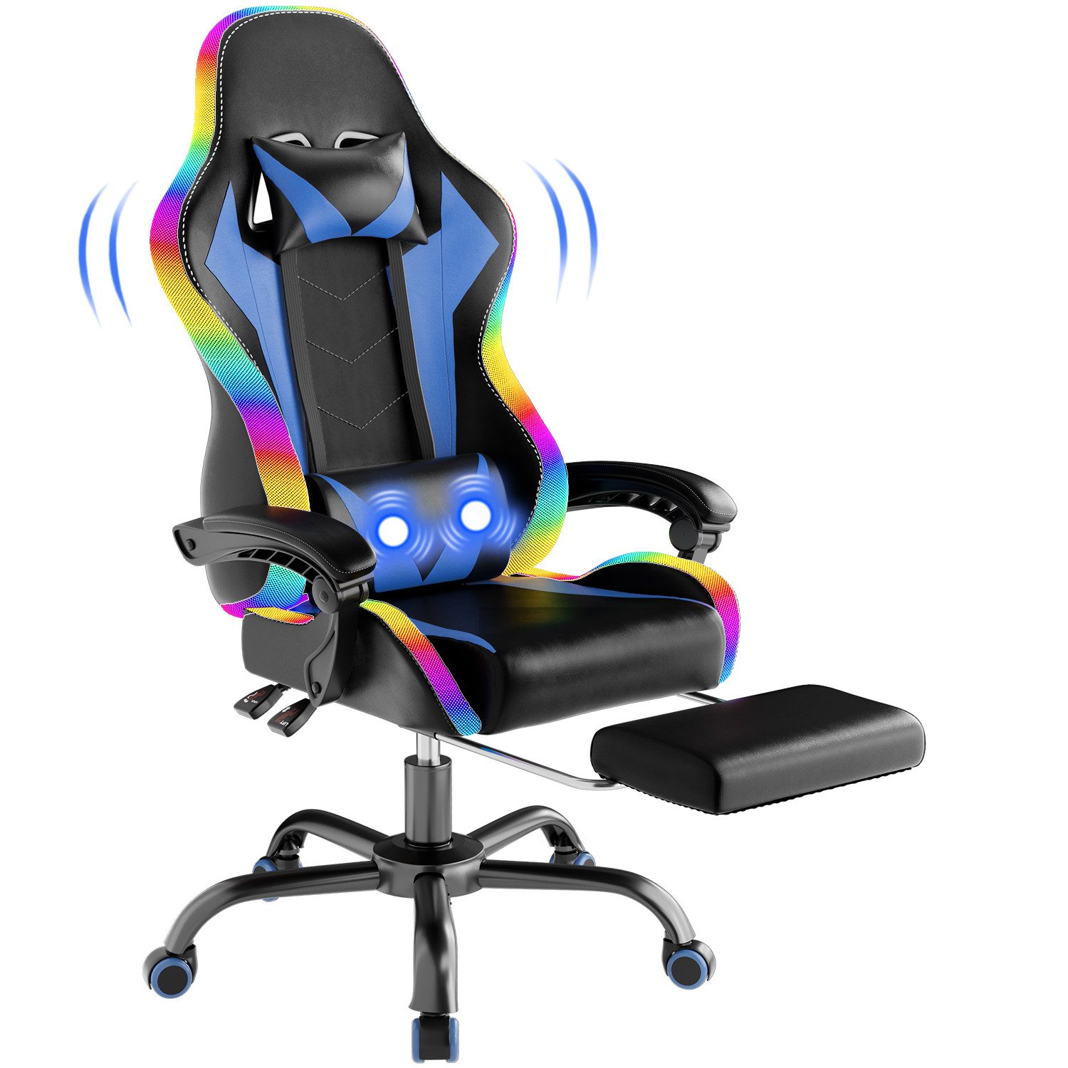 HOMALL Gaming-Stuhl LED Gaming Chair,Massage,Bürostuhl,Gaming Stuhl,