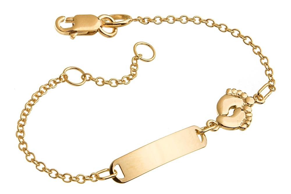 Silberkettenstore Goldarmband Kinder-Gravurarmband Füsse - 375