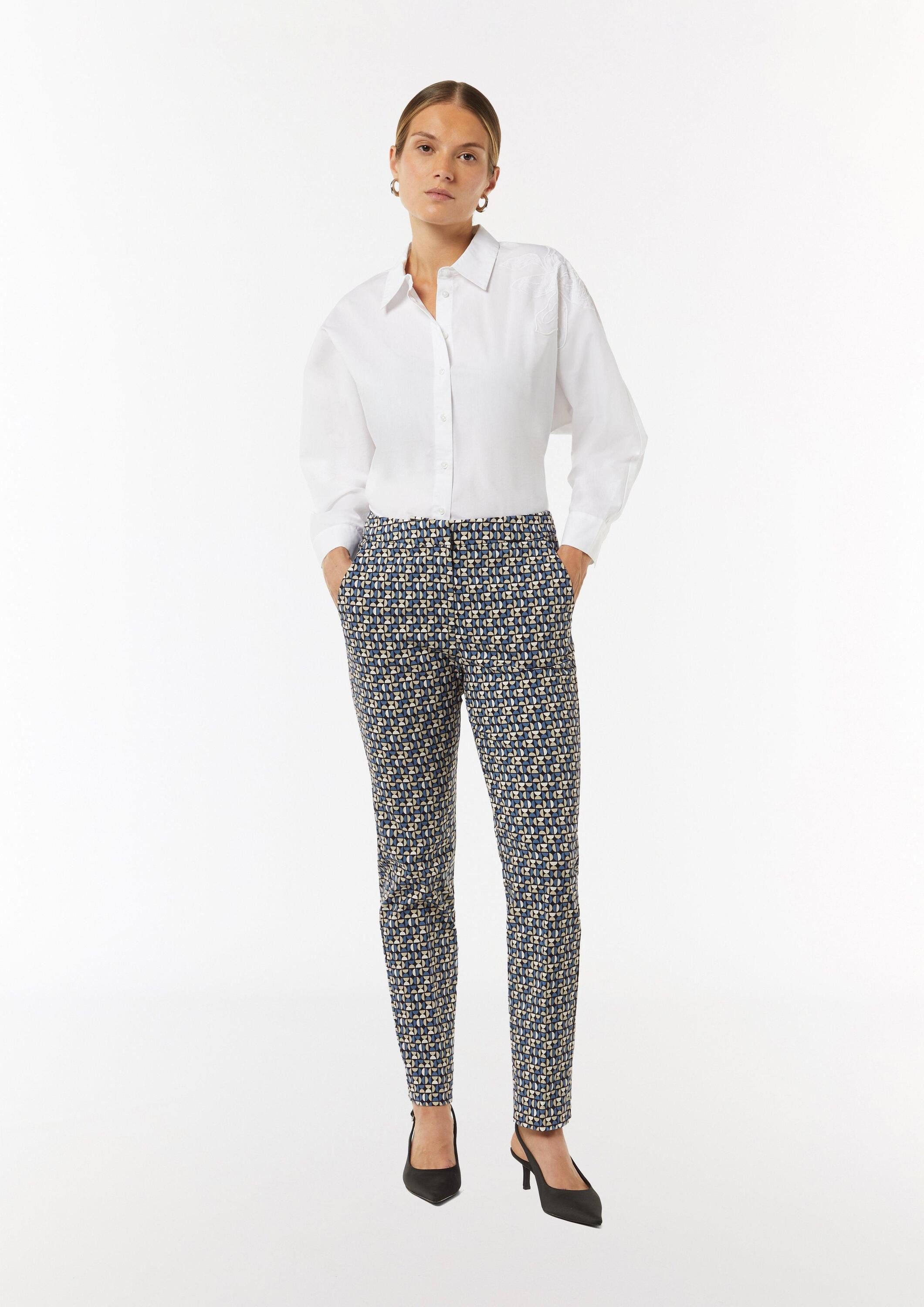 comma 7/8-Hose Hose Gemusterte Viskosestretch-Hose im