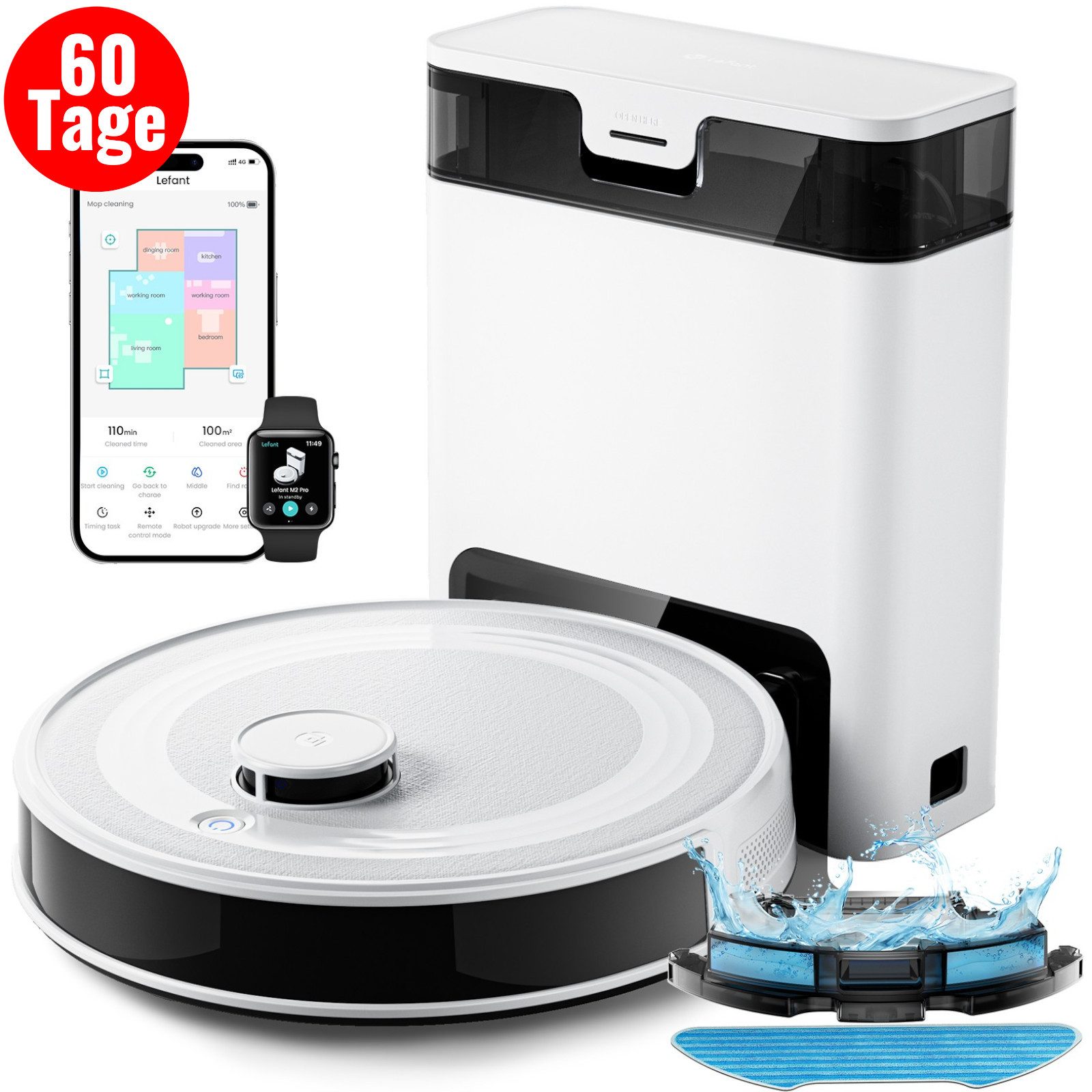 Lefant Nass-Trocken-Saugroboter M2Pro Saugroboter mit Absaugstation