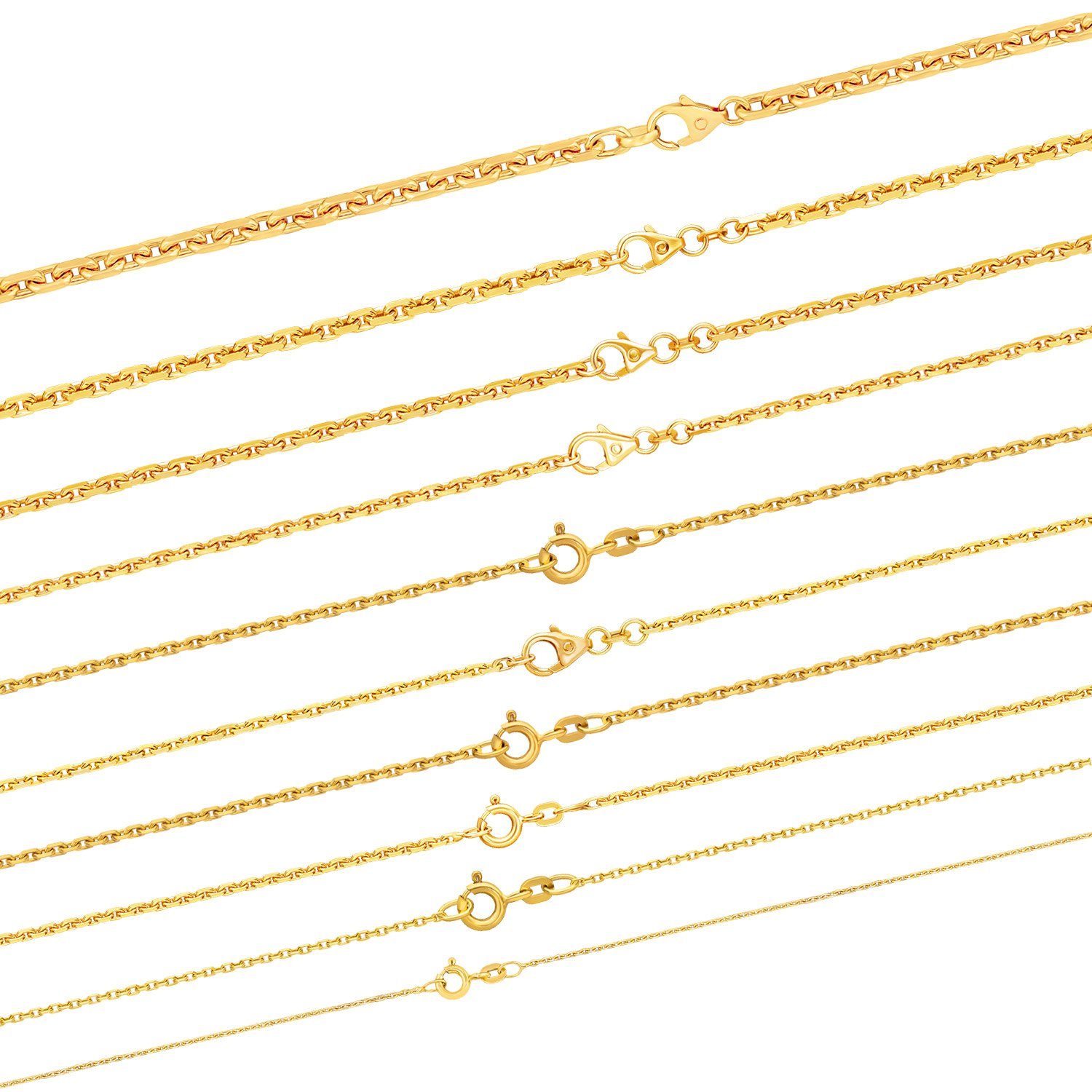 HOPLO Goldkette Goldkette Ankerkette diamantiert 1,6