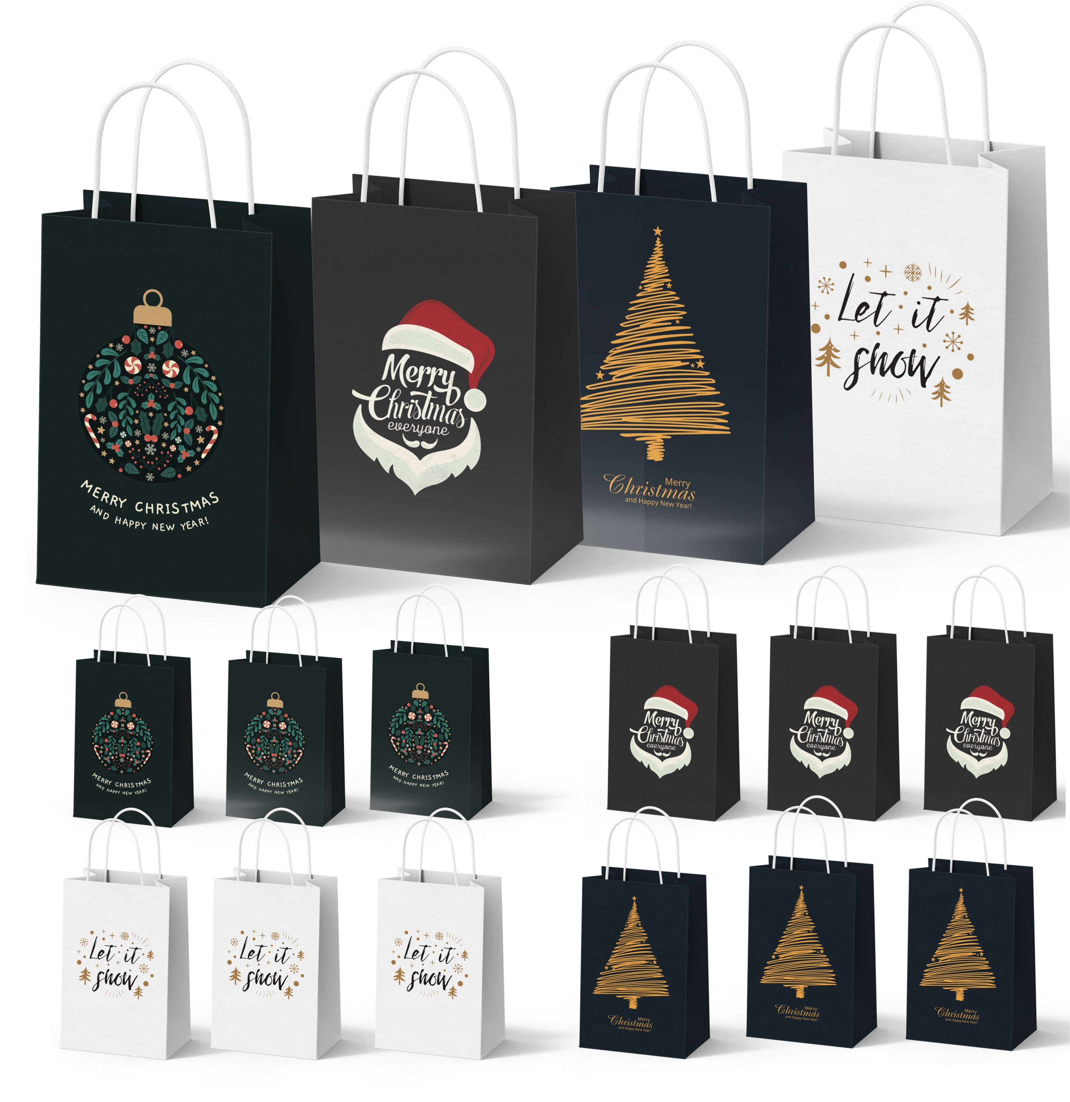 MerryXmas Aufbewahrungsbox 12 XXL-Geschenktaschen für Weihnachten: