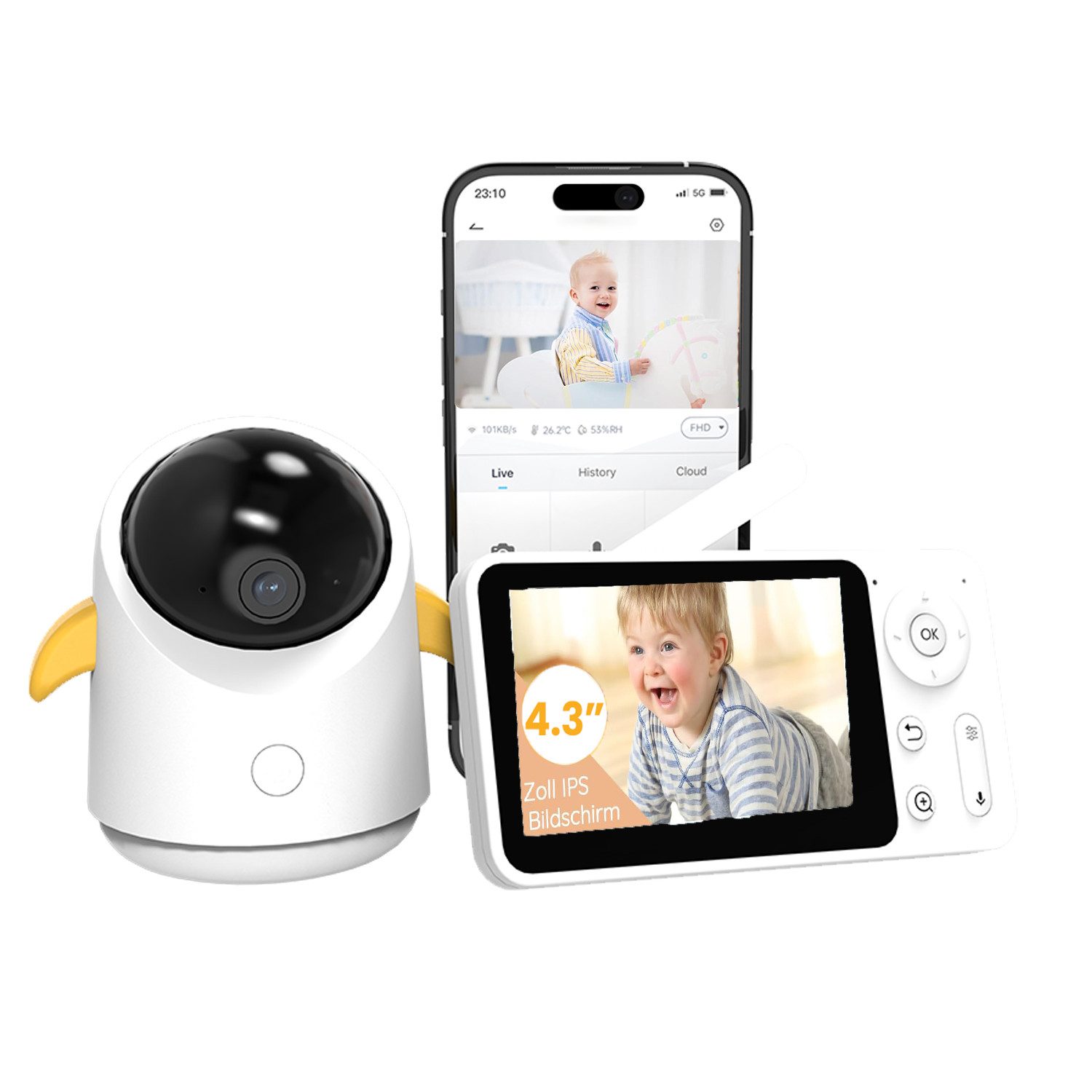 Boifun Babyphone 1080P Babyphone mit Kamera