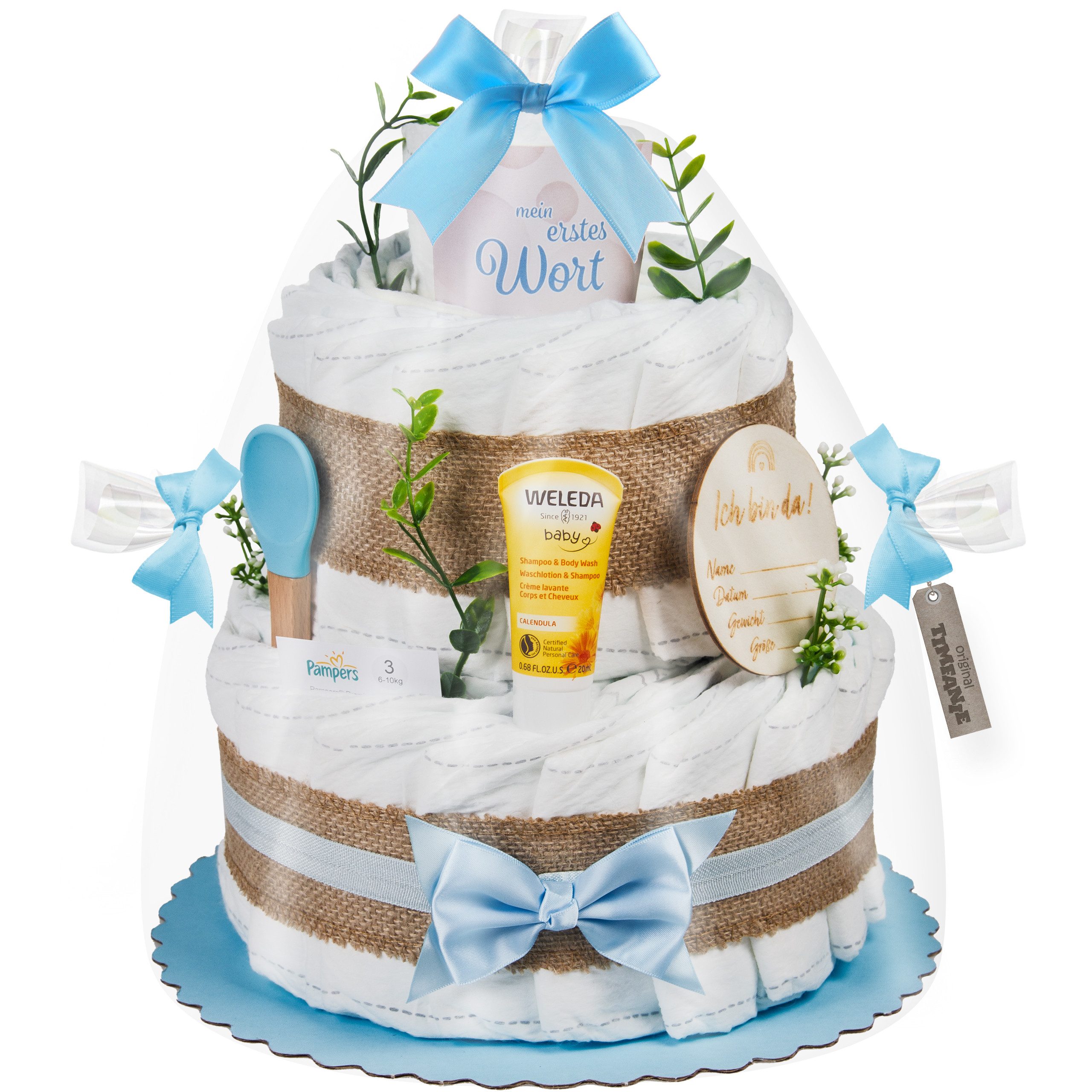 Timfanie Windeln Windeltorte, Boho Baby-Cake, blau,