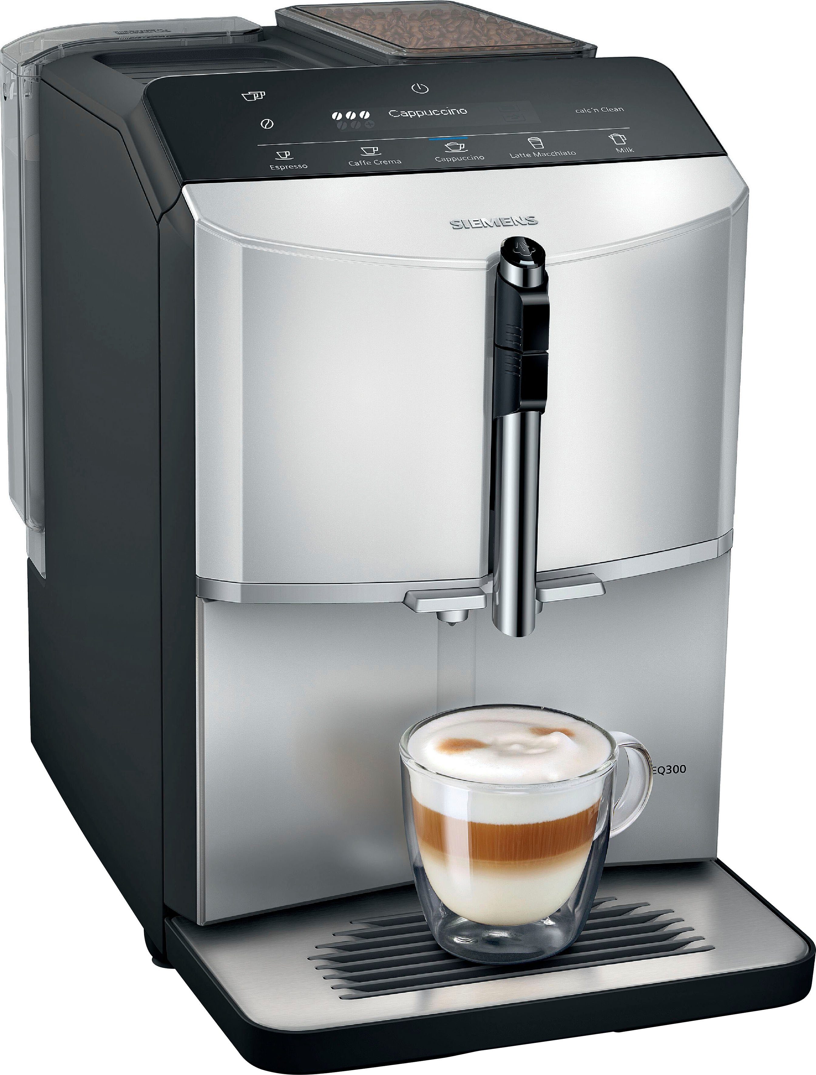 SIEMENS Kaffeevollautomat EQ300 TF303E01, viele Kaffeespezialitäten,