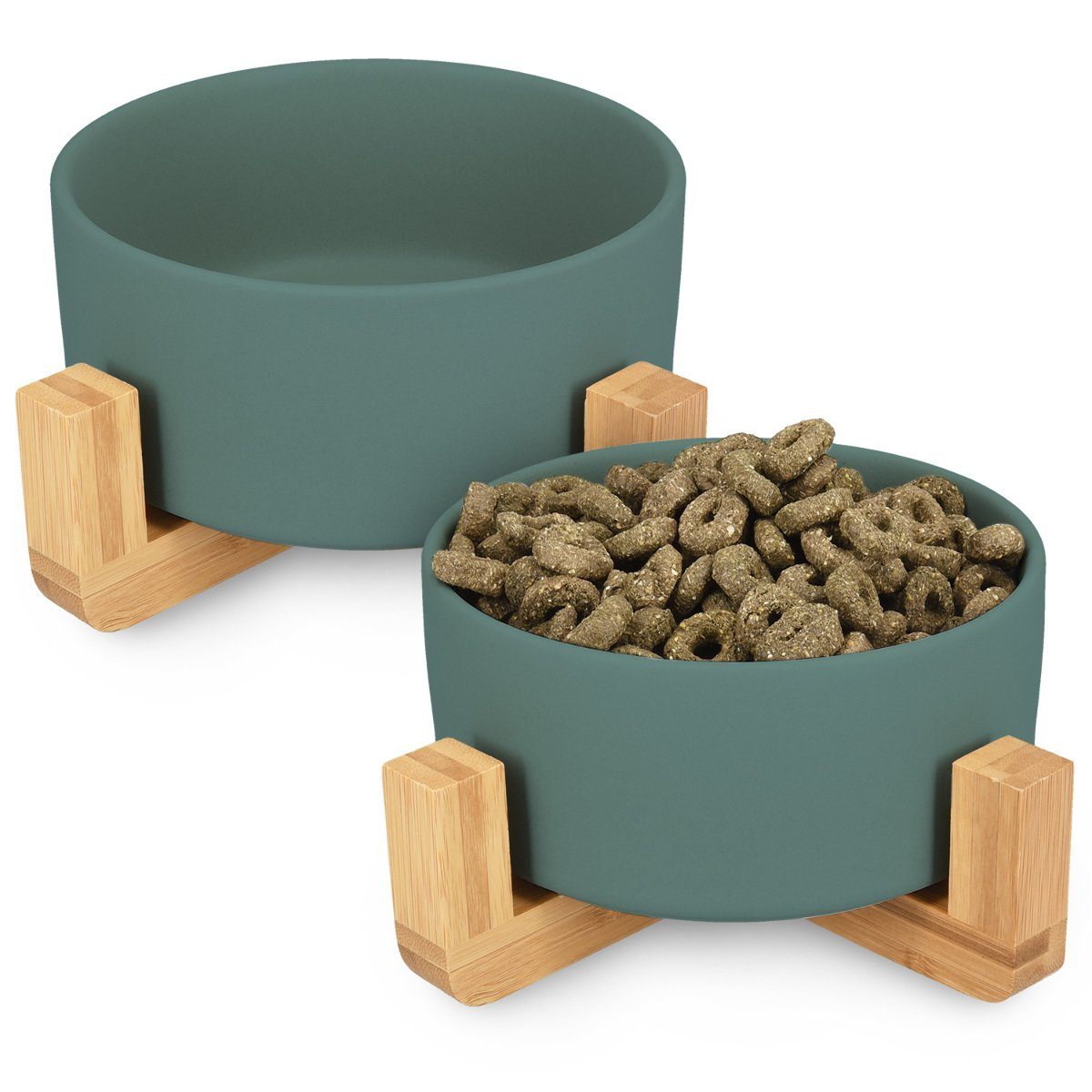 Navaris Napf 2x Futternapf mit Bambus