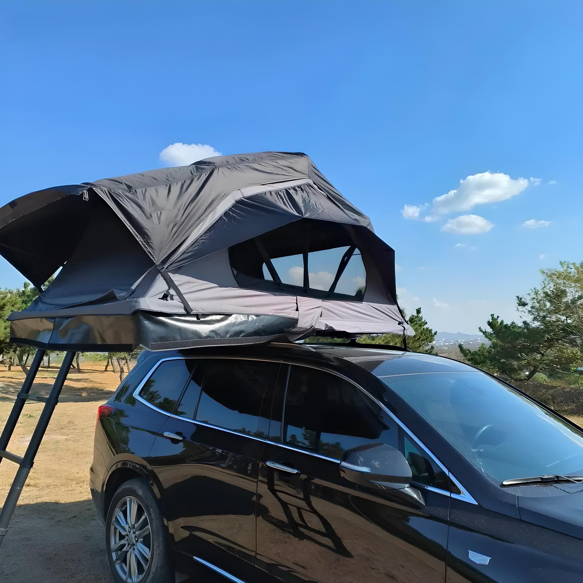 TZIpower Dachzelt Autodachzelt Grau/Schwarz Softcase Dachzelt