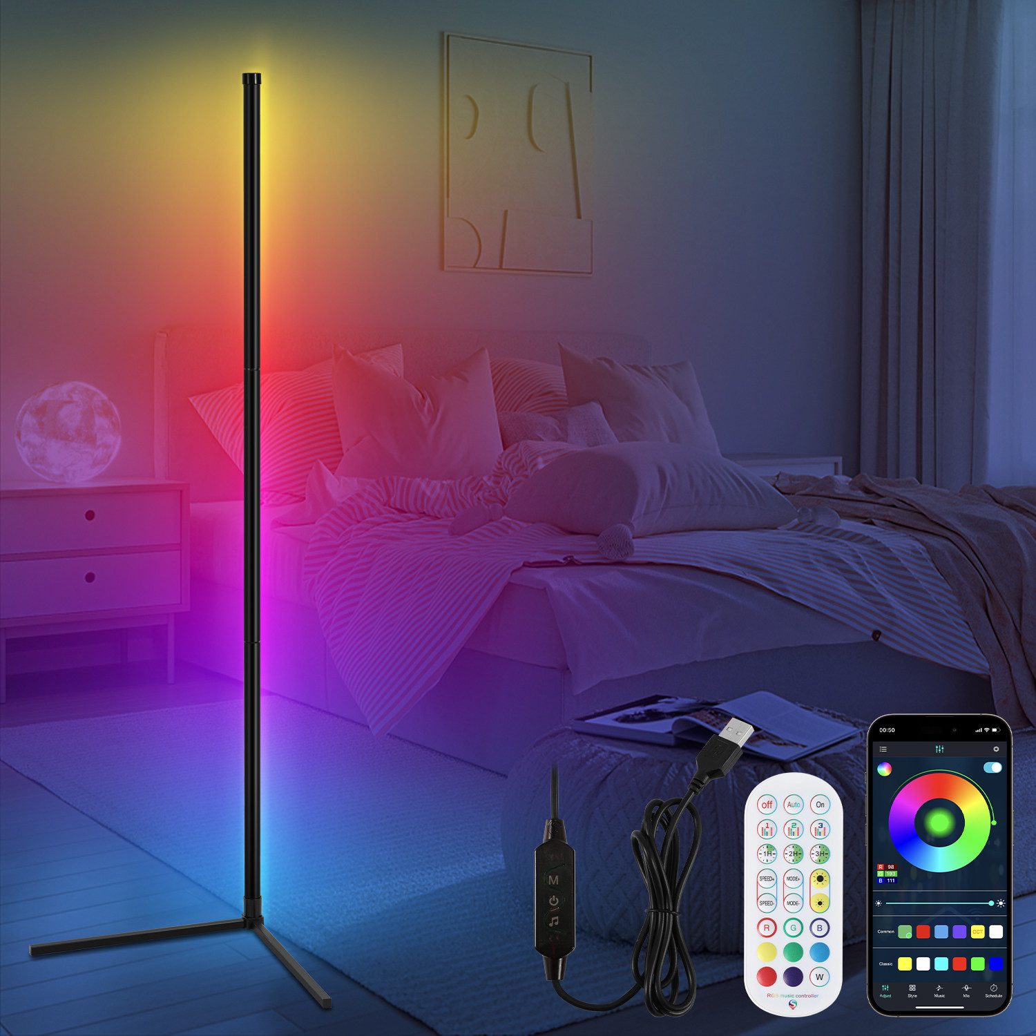Clanmacy Stehlampe LED Stehlampe LED RGB