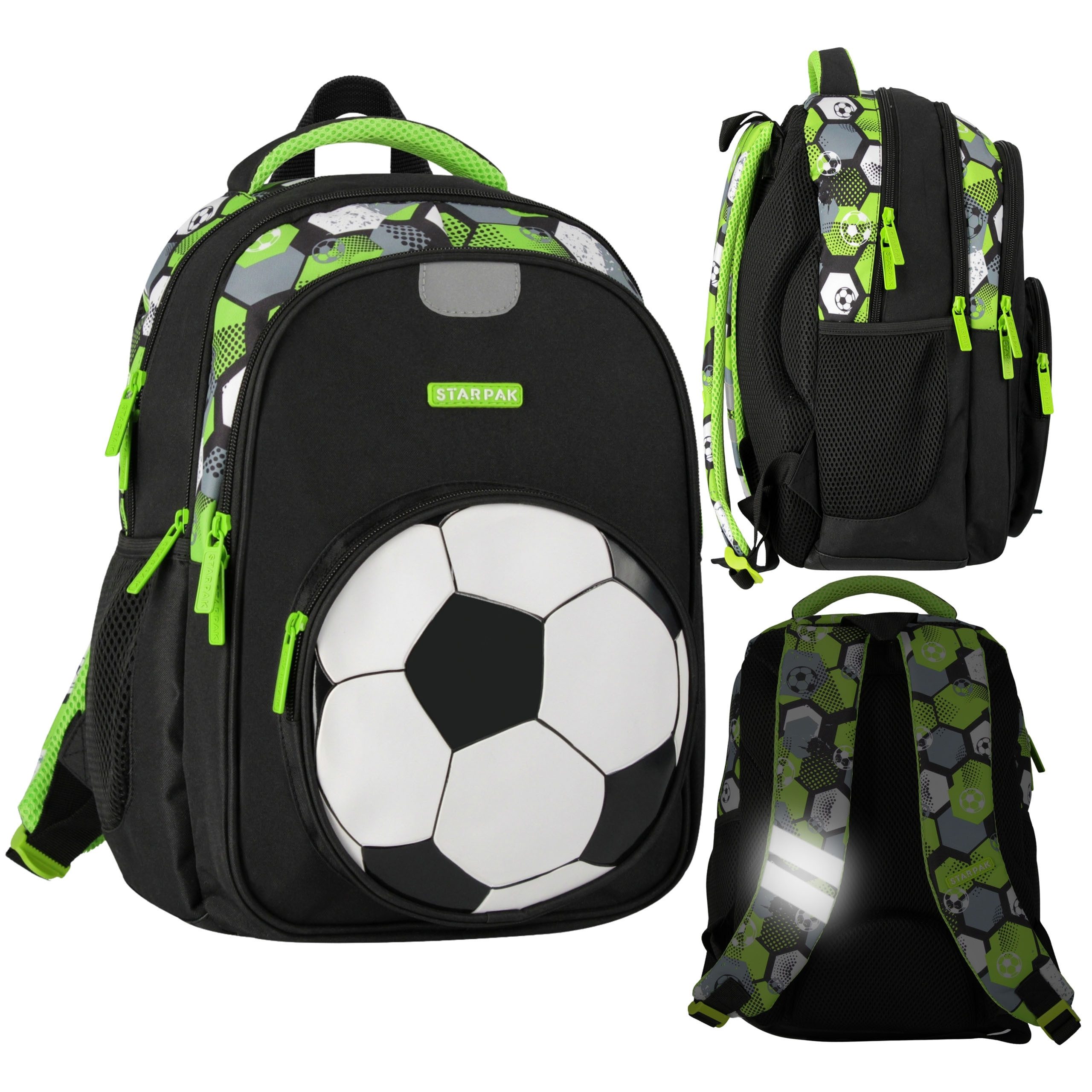 Sarcia.eu Schulrucksack Schwarz-grüner Schulrucksack Jungen, 3
