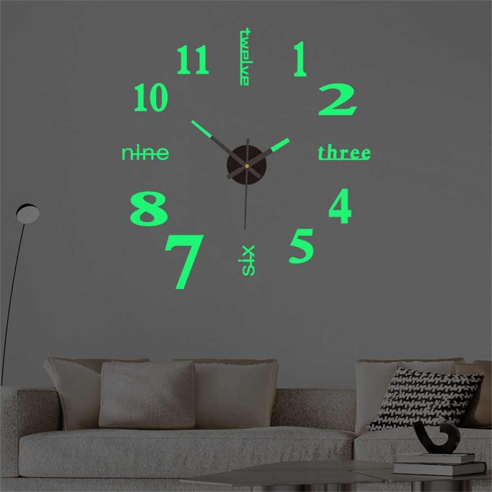 ZEUOPQ Wanduhr 3D Wanduhr Leuchtzeiger XXL