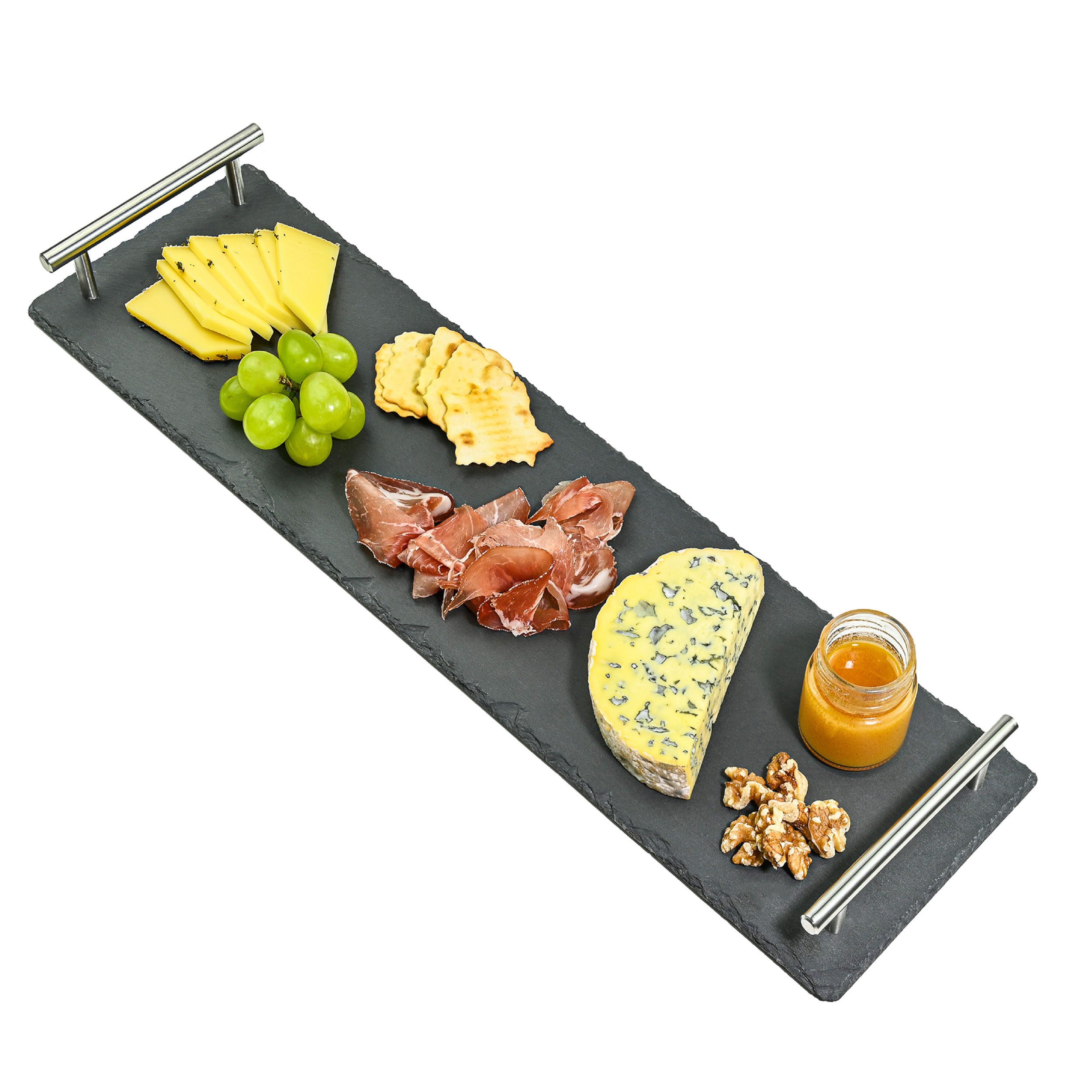 Praknu Servierplatte Schiefer Servierplatte mit Griffen